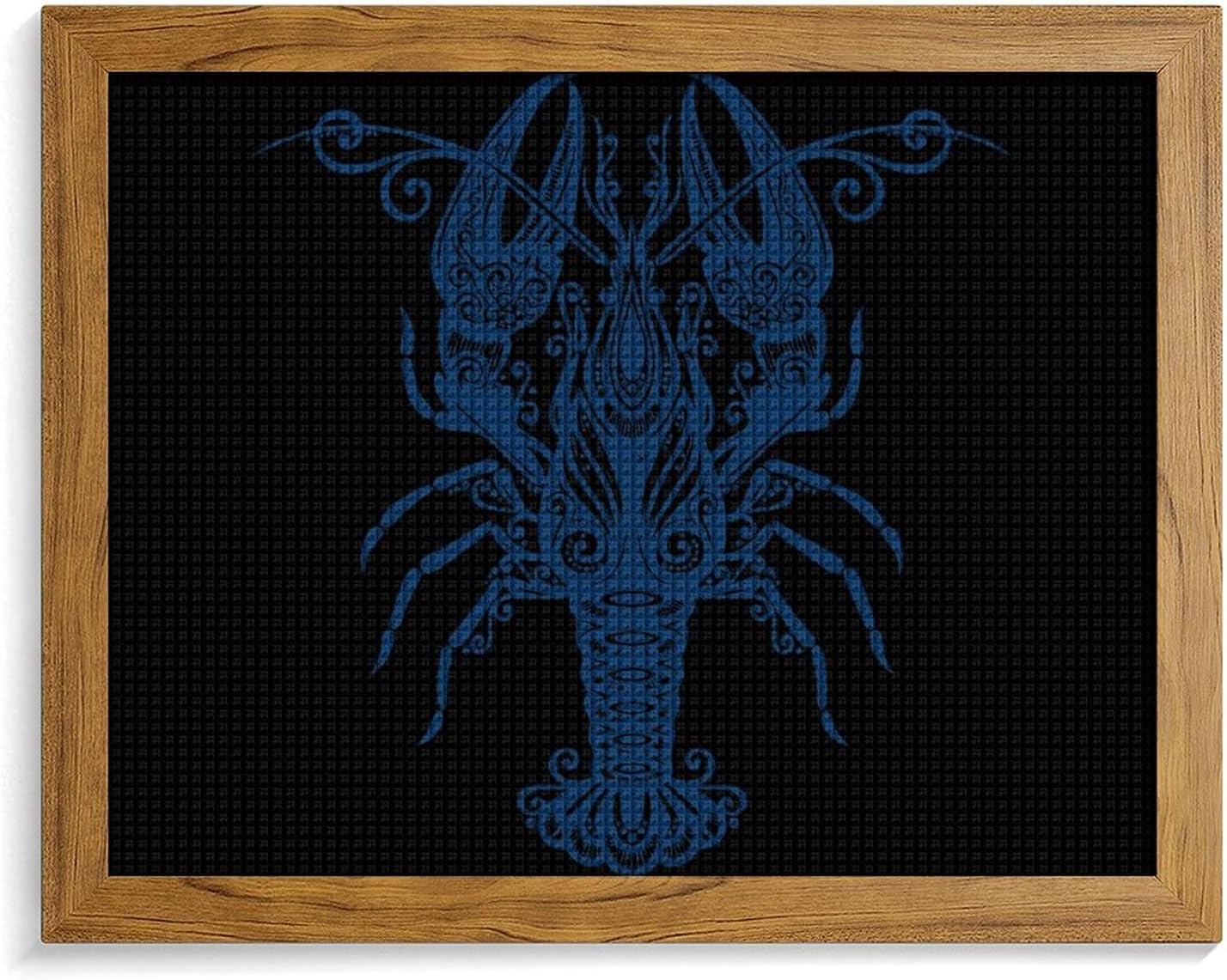 Lobster Printed Diamond 5D Painting Kits DIY Full Drill Crafts for Home Wall Decor 16x20 Inch Yellow Wood 50 * 40cm