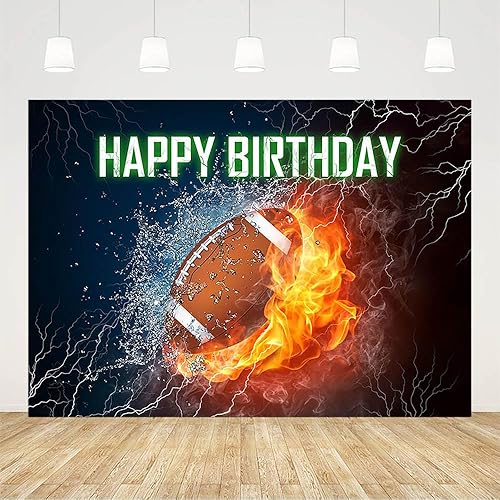 Miniatura 2 de AIBIIN Fondo de fotografía de fútbol de 7 x 5 pies con temática de feliz cumpleaños para niños recién nacidos, niños, es hora de juego, fiesta de