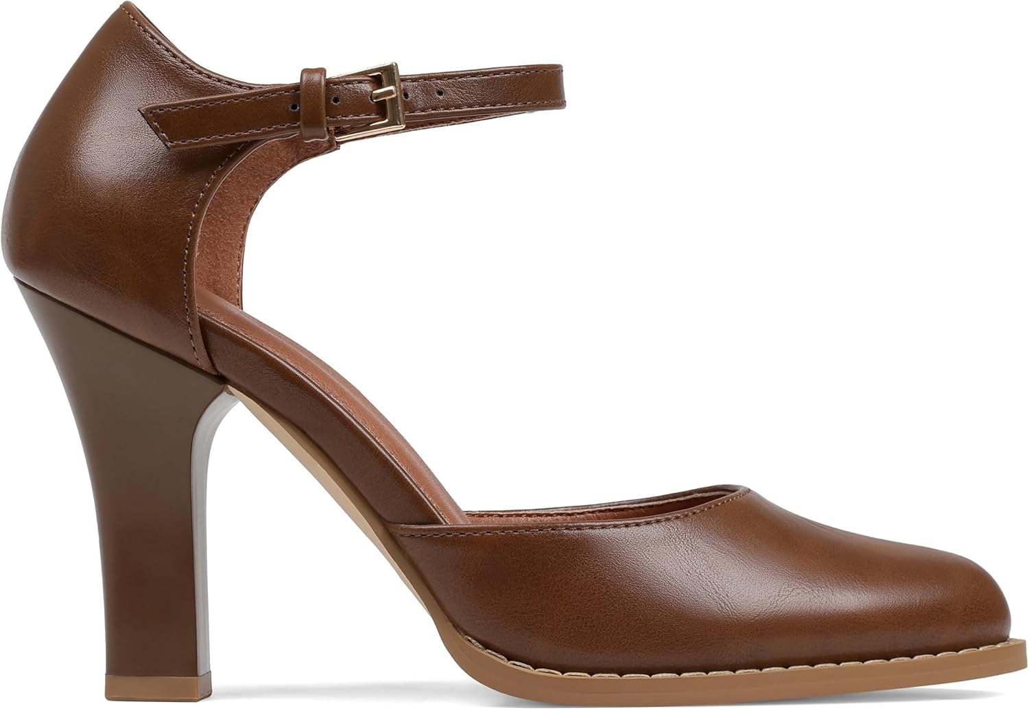 MeiLuSi Womens Chunky High Heels Closed Toe Heels Ankle Strap Pointy Pumps Vintage D'Orsay Dress Party Shoes Mary Janes