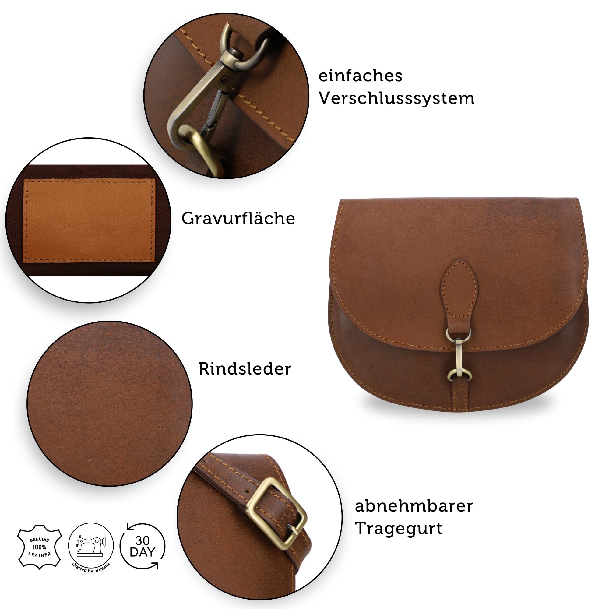 Gusti Leder Umhängetasche Damen Wiebke – Kleine Handtasche Aus Echtleder Vintage Mit Goldbeschlägen – Crossbody Bag Für Alltag & Events