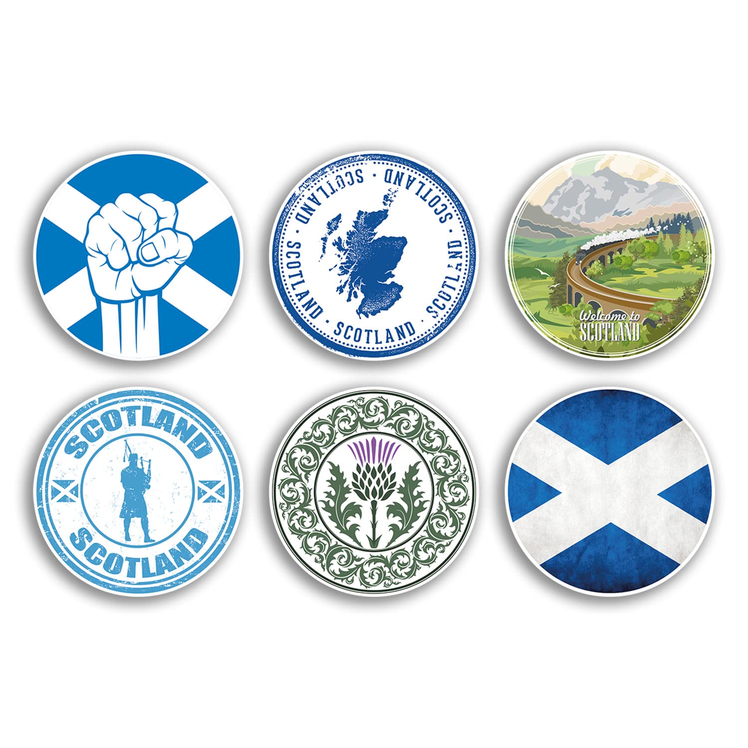 Dv Design Multi 6 X 10Cm Scottish Vinyl Stickers - Scotland Country City Travel Map Flag Holiday Luggage Design Gift #78858