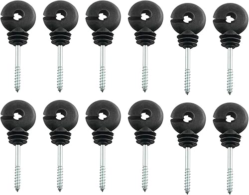 Miniatura 2 de Aislador eléctrico de valla aislador atornillado negro autorroscante anillo de valla aislante de poste de madera