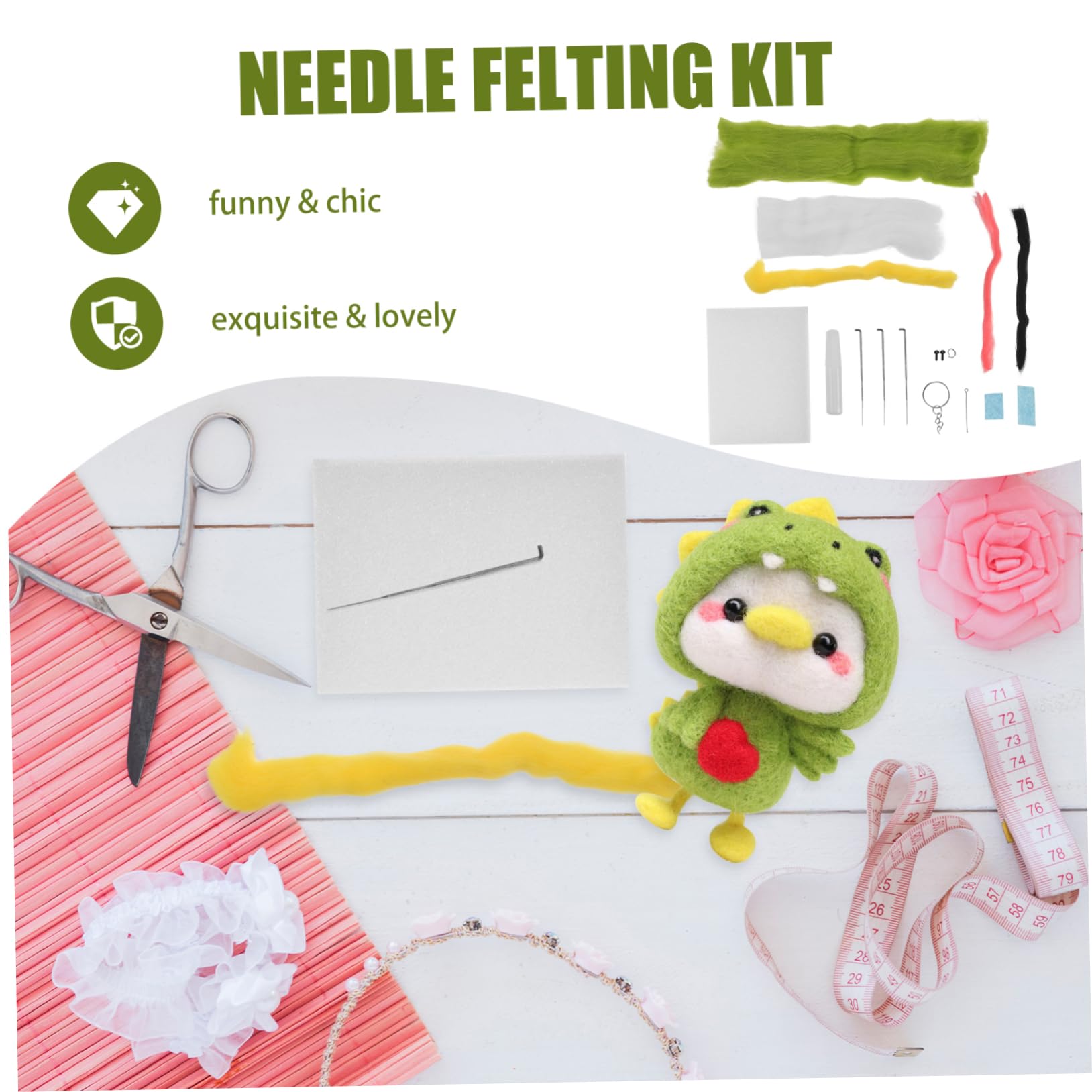 ERINGOGO 1 Set Convenient Needle Felting Kit Complete DIY Felting Crafts Tools for Fun Home Projects for Creating Adorable Dolls Accessories