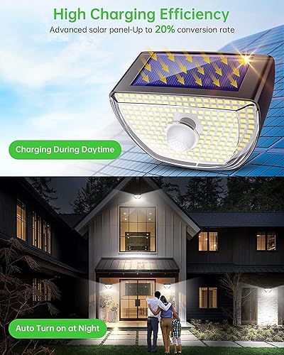 Miniatura 2 de Luces solares para exteriores, 200 LED, sensor de movimiento para exteriores, luz de seguridad solar, 3 modos de iluminación, IP65, impermeable,