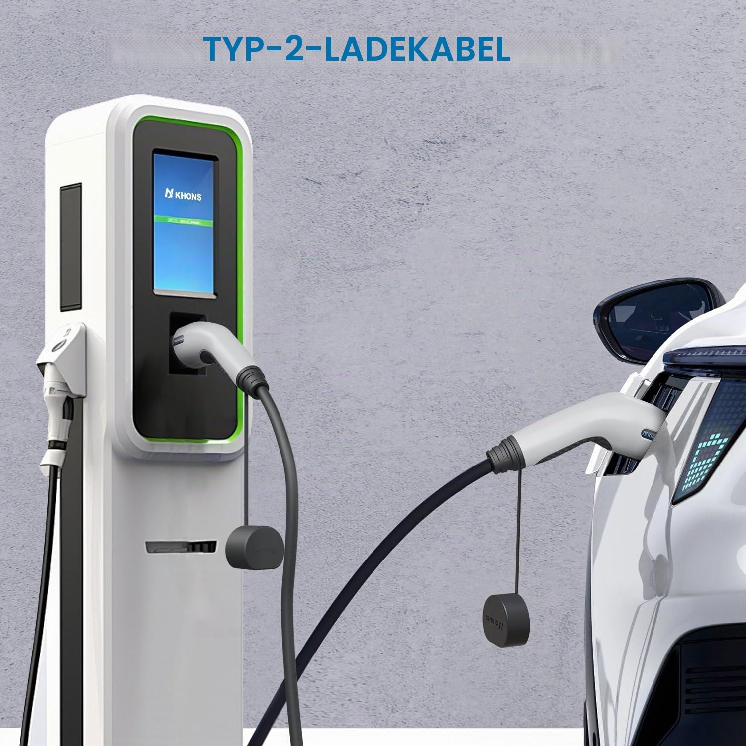 Typ 2 Ladekabel 16A/11 kW/3-Phasig/5 Meter Elektroauto Ladekabel für E Auto EV/PHEV Modus 3 Kompatibel mit Model Y 3 S X, ID.3, ID.4, ID.5, IONIQ 5 (Weiß)