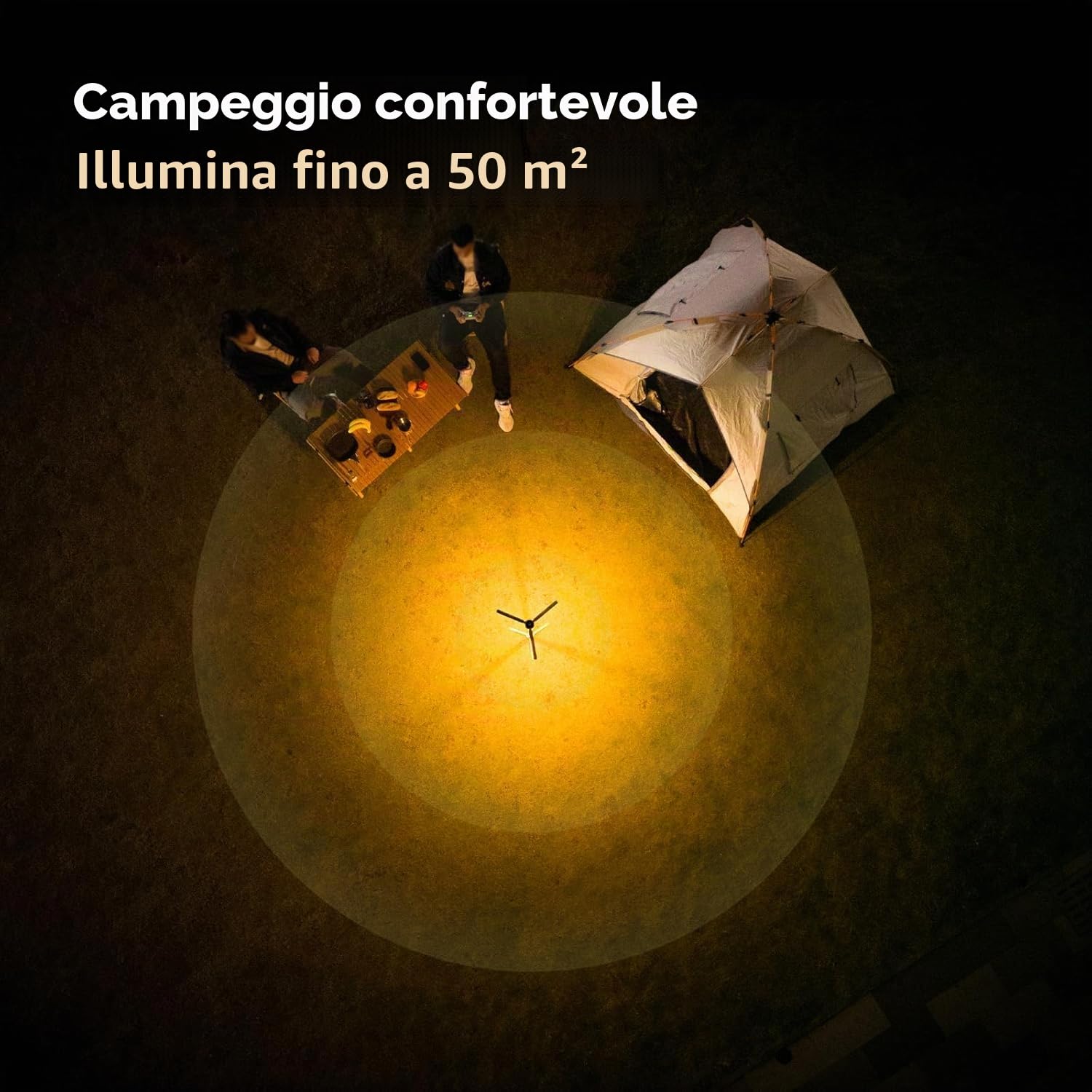 BougeRV Lampada da campeggio con 15600 mAh, luce da campeggio ricaricabile, altezza e angolazione regolabili, 4000LM, IP54 impermeabile, lanterna da campeggio per campeggio, viaggio, emergenza