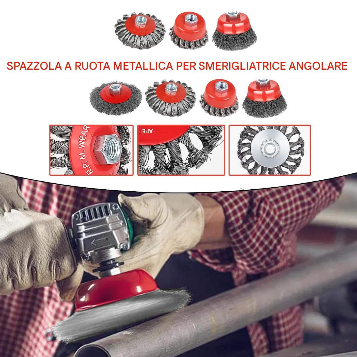 Spazzola Per Smerigliatrice Angolare 7 Spazzole a Coppetta in Acciaio | Utensili Elettrici Per Saldatura Smerigliatura Lucidatura Lavorazione Del Legno Accessorio Per Smerigliatrice Manuale