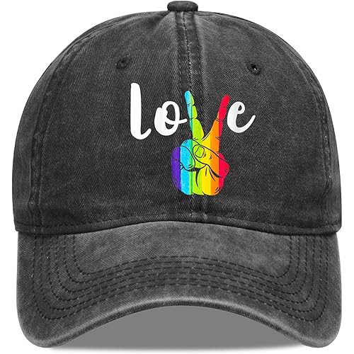 LGBT Baseball Hat Pride Rainbow Denim Hats Love is love Vintage Baseball Cap Adjustable LGBT Hat for Men Women
