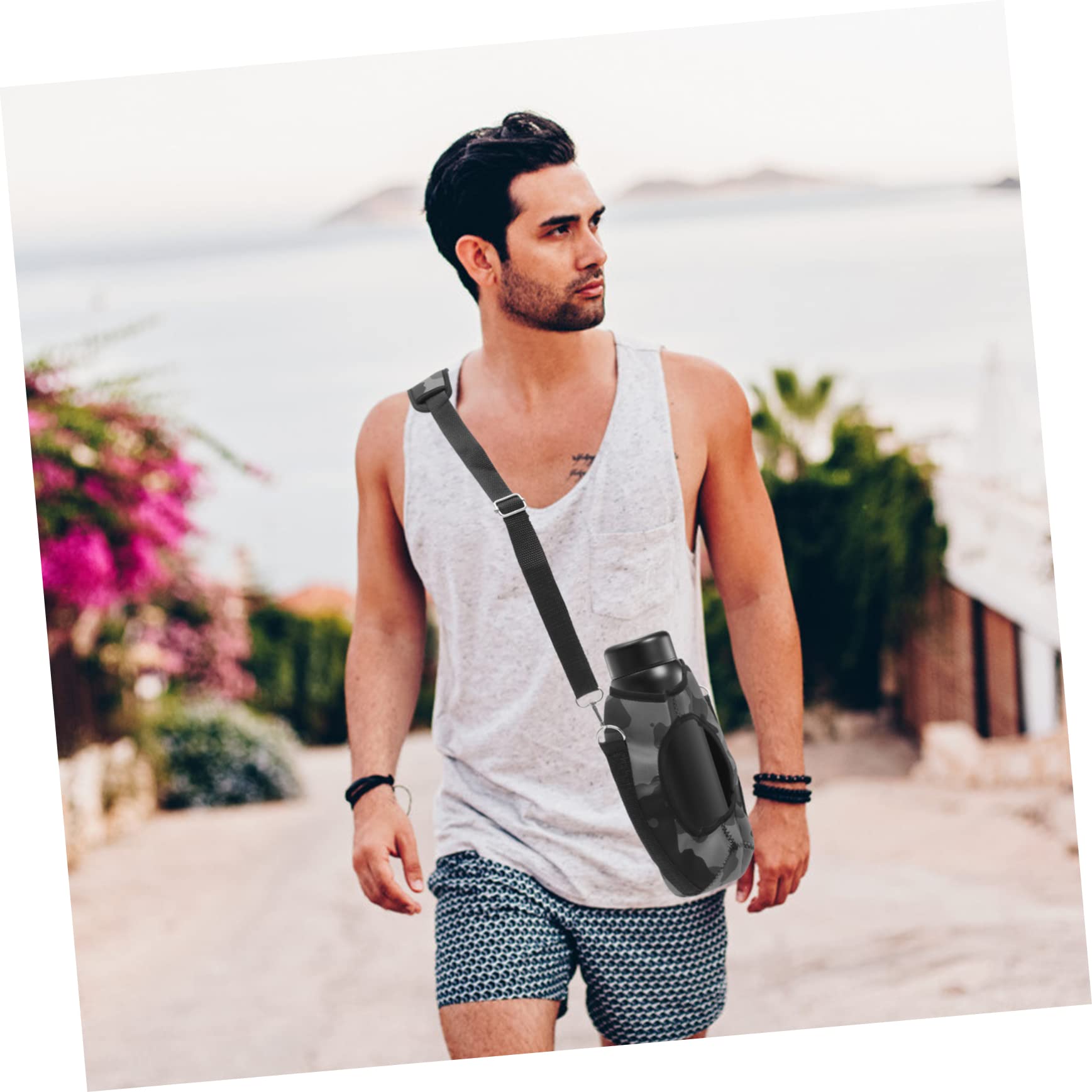 BESPORTBLE Coperchio bollitore Isolato portabottiglie Bottiglie d'Acqua portabiberon Termico portaborraccia Termico Cinghie Tazza Termica Borsa a Tracolla con Porta Bottiglia d'Acqua Stoffa