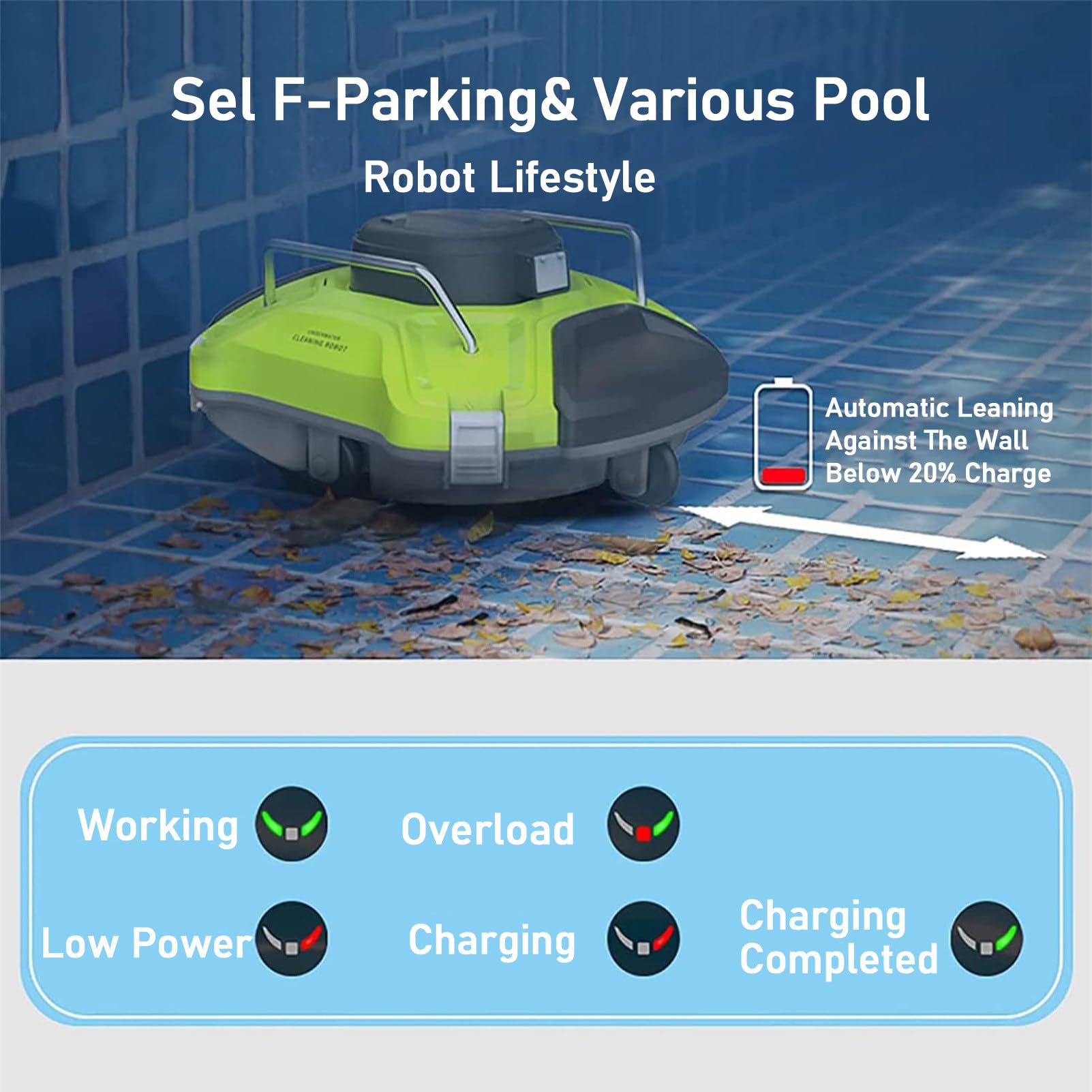 Nettoyeur automatique de piscine – Robot aspirateur sous-marin Smart Control avec sac de 6 L pour un nettoyage et un entretien efficaces
