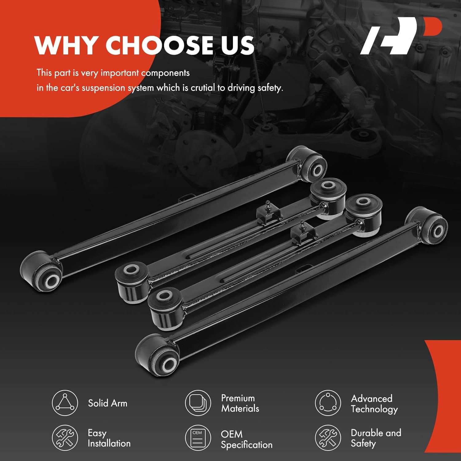 A-Premium Set of 4, Rear Upper Lower Control Arm Kit, with Bushing, Compatible with Ram 1500 2013-2023, 1500 Classic 2019-2023