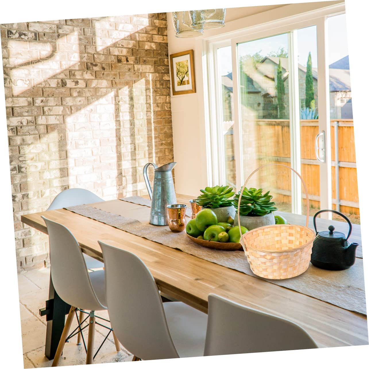 Cabilock 2Pcs Handmade Portable Flower Woven Rural Storage for Home Decor for Fruits Snacks and Natural Arrangements Design for Weddings and Events