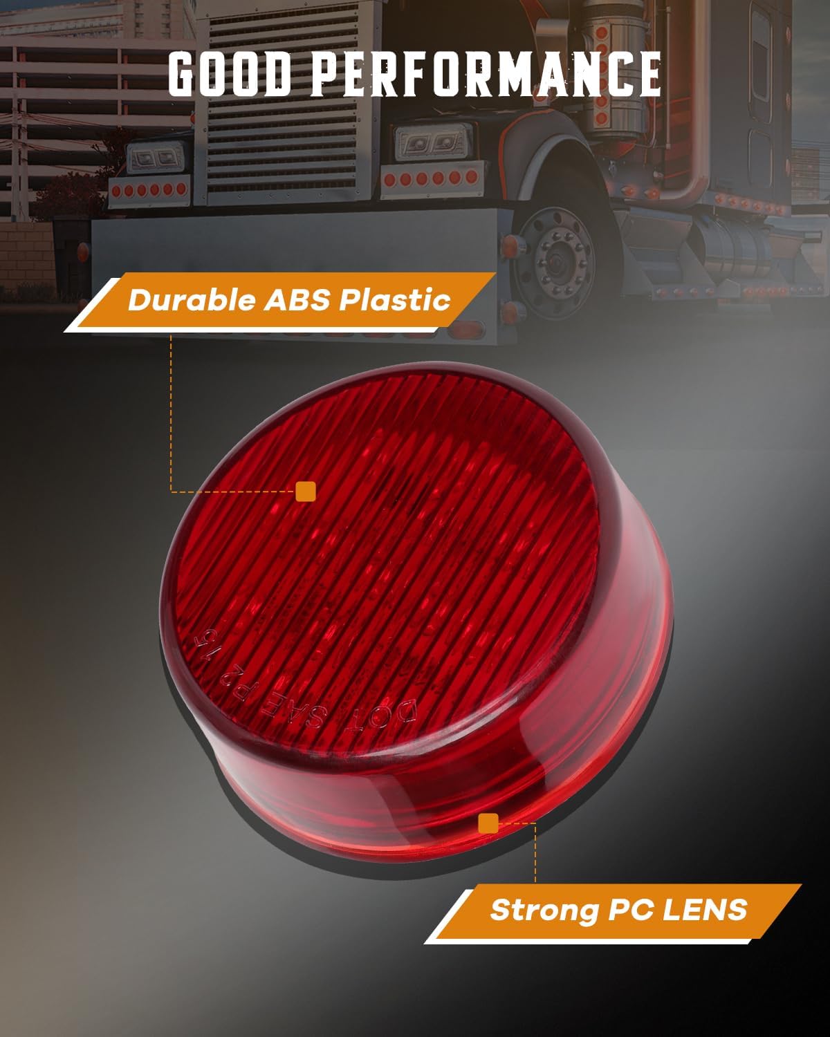 cciyu 6x 2.5 inch Red 13 LED Side Marker Turn Signal Light 2.5" Round Clearance Lights Amber LED Side Marker Lights Sealed Trucks Lamps Replacement Trailer Marker Lights Truck RV Lamps