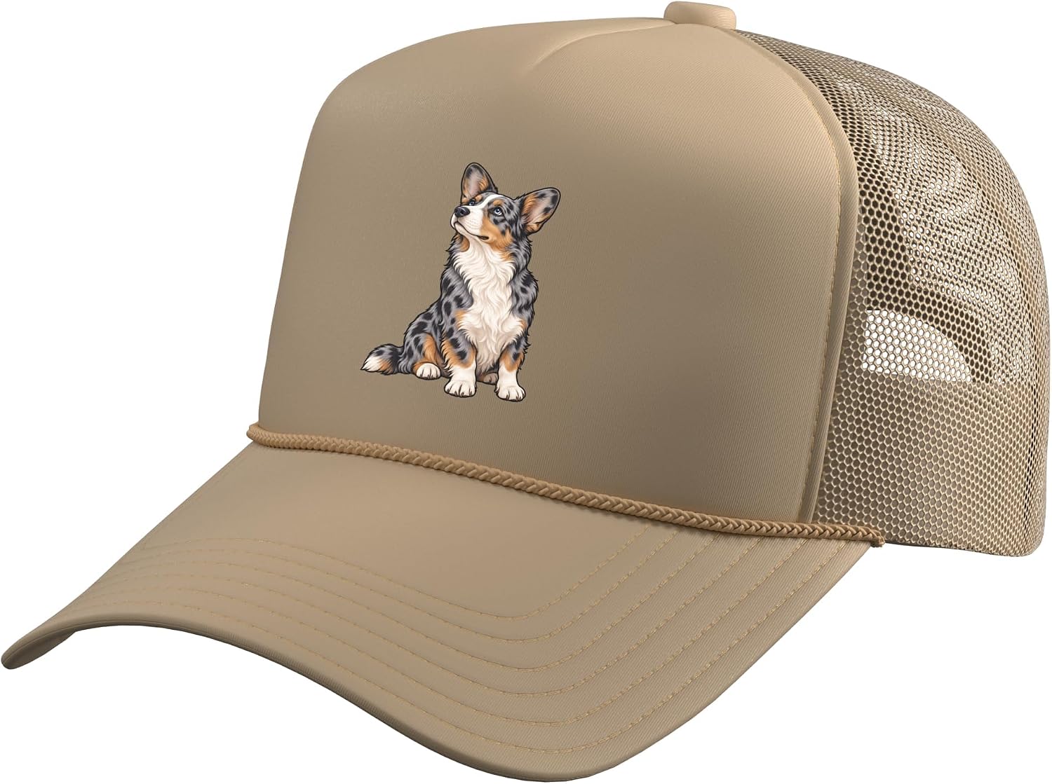 Womens Girls Love Mom Sitting Cardigan Blue Merle Corgi Trucker Hat with Adjustable Mesh Back