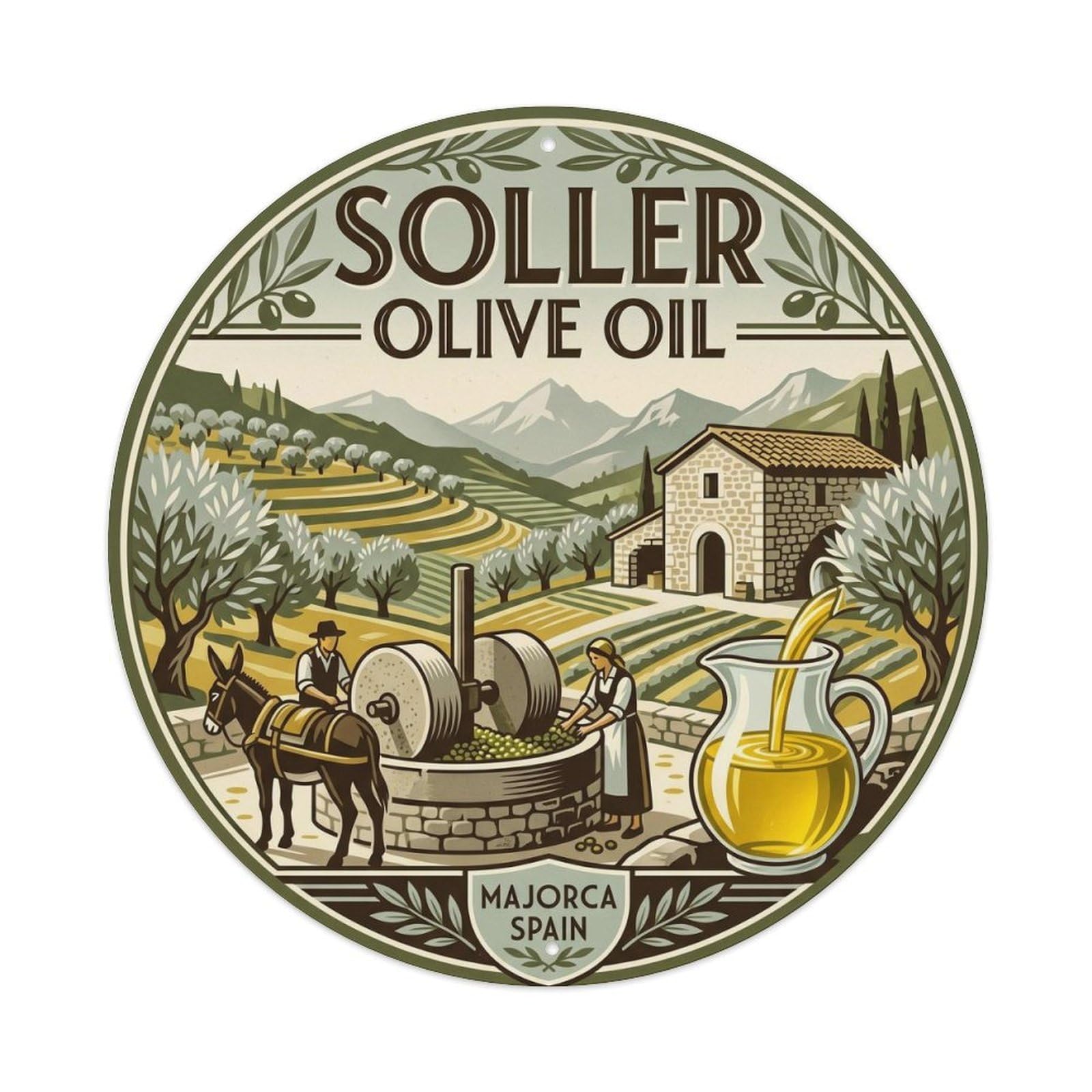 Mallorca Olive Oil Soller Mediterranean Cuisine Metal Tin Sign