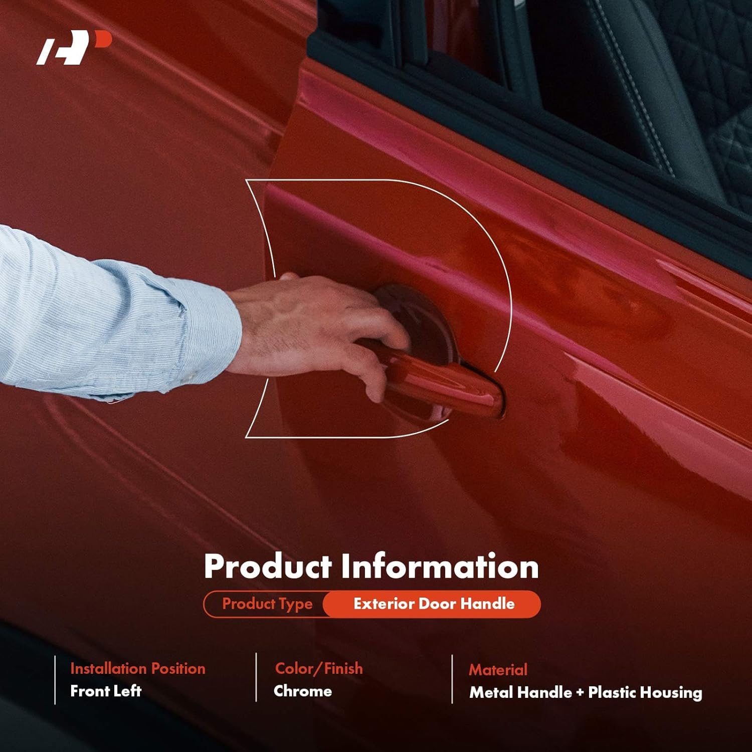 A-Premium Front Left Driver Side Upgraded Metal Exterior Door Handle with Keyhole Compatible with Chevrolet Colorado 2004-2012 & GMC Canyon 2004-2012 & Isuzu i-280 2006, i-290, i-350, i-370, Chrome