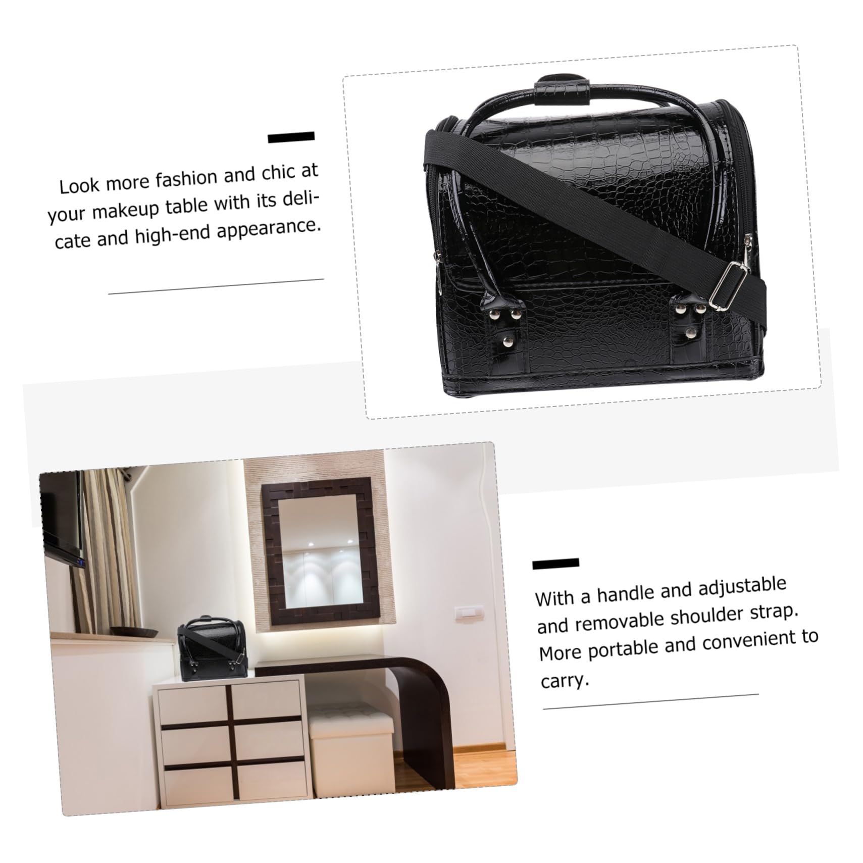 Healeved Beauty Case Per Il Trucco - Custodia in Pelle Pu Con Ruote Maniglia E Tracolla Capacità Per Viaggi O Casa