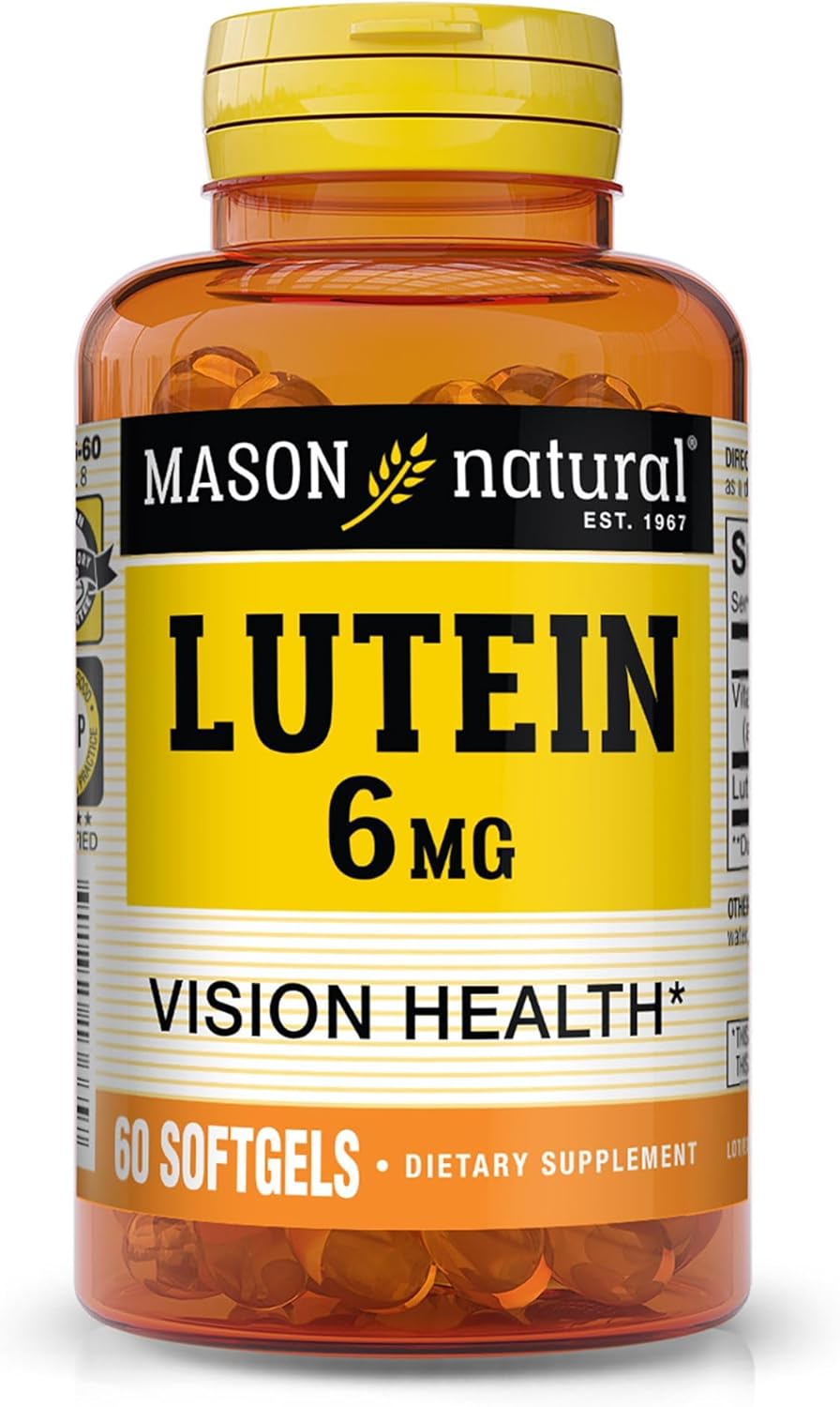 Mason Natural Luteína 6 mg con vitamina E – Visión saludable y función ocular, apoya la salud ocular Contiene 60 cápsulas blandas