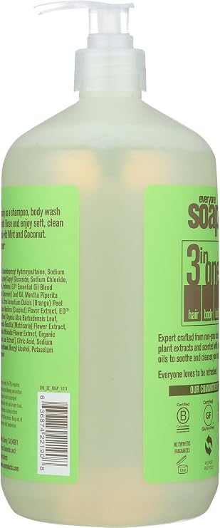 EO Products Natural Everyone Hand Soap Liquid, Mint and Coconut, 32 Ounce