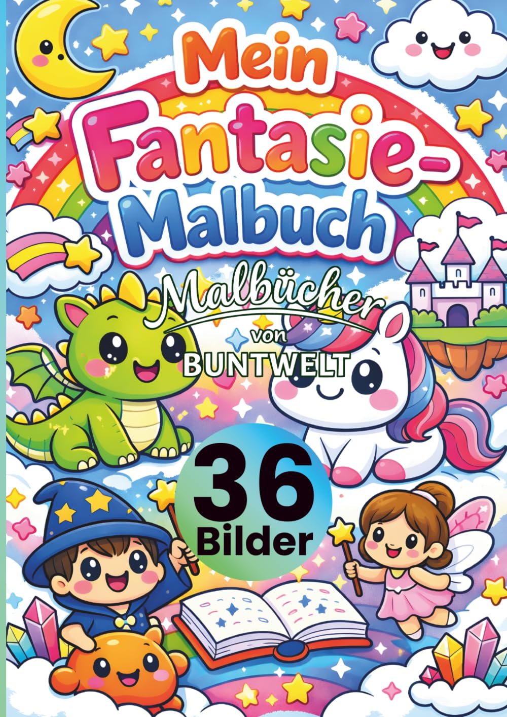 Mein Fantasie Malbuch für Kinder ab 3 Jahren: 36 süße Fantasie-Motive zum Ausmalen – Einhörner, Drachen, Feen & Märchen • große, einfache Linien • ... Kreativität, Feinmotorik & Konzentration