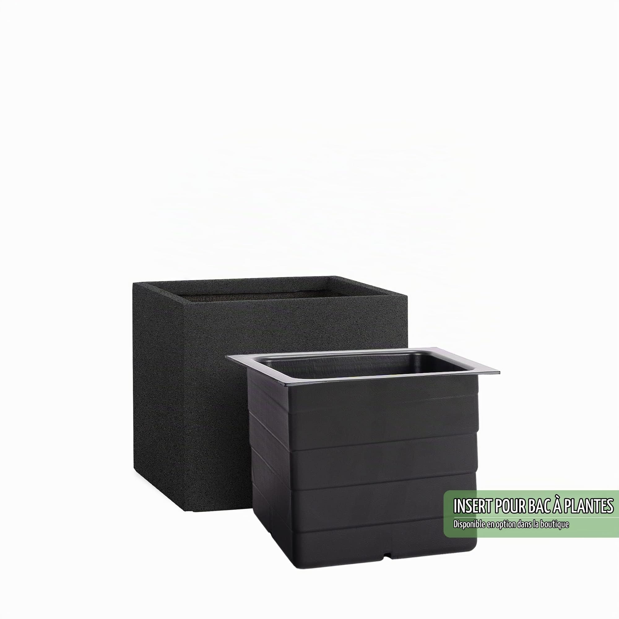 Pflanzwerk® Pot de Fleur Cube Jardinière Granit Anthracite 30x34x34cm *Résistant au Gel* *Protection UV* *Qualité européenne*