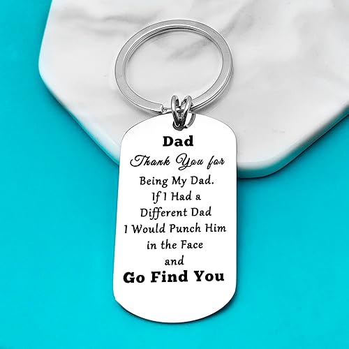 Miniatura 6 de Xiahuyu Regalo de Navidad para papá, regalo de cumpleaños con texto en inglés "Thank You for Being My Dad", llavero para el día del padre, regalo