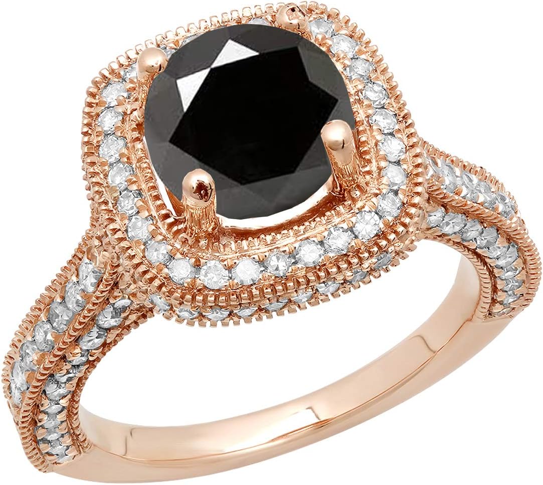 Dazzlingrock Collection 10K 7.5 MM Round Gemstone & White Diamond Ladies Halo Style Bridal Engagement Ring, Rose Gold