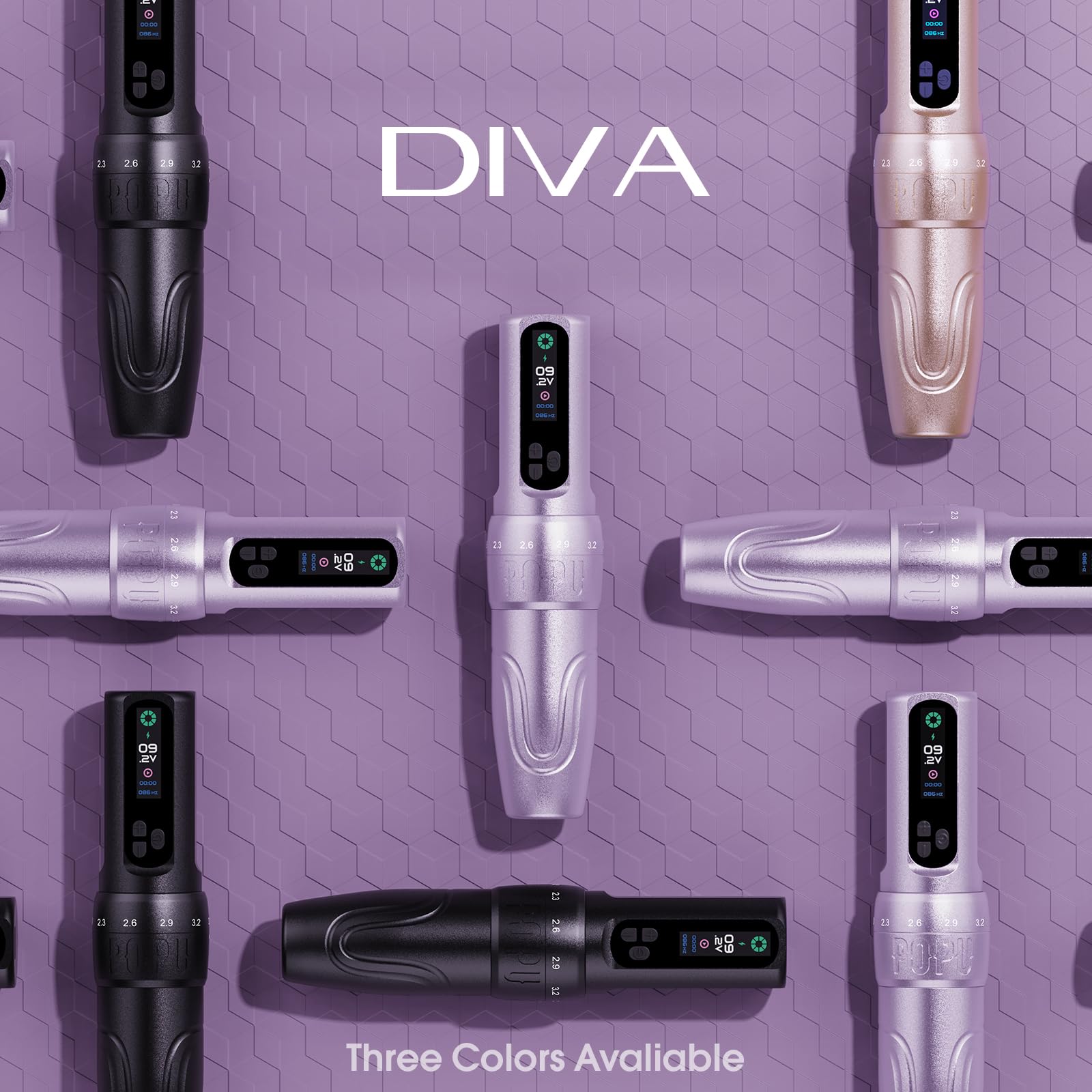 EZ Drahtlose Tattoo Maschine - 6 Anschläge 2.0mm-3.5mm Tattoo Maschine mit OLED Digitalanzeige 1600mAh Akkuleistung für Permanent Make-up SMP und Künstlerinnen (DIVA Schwarz)