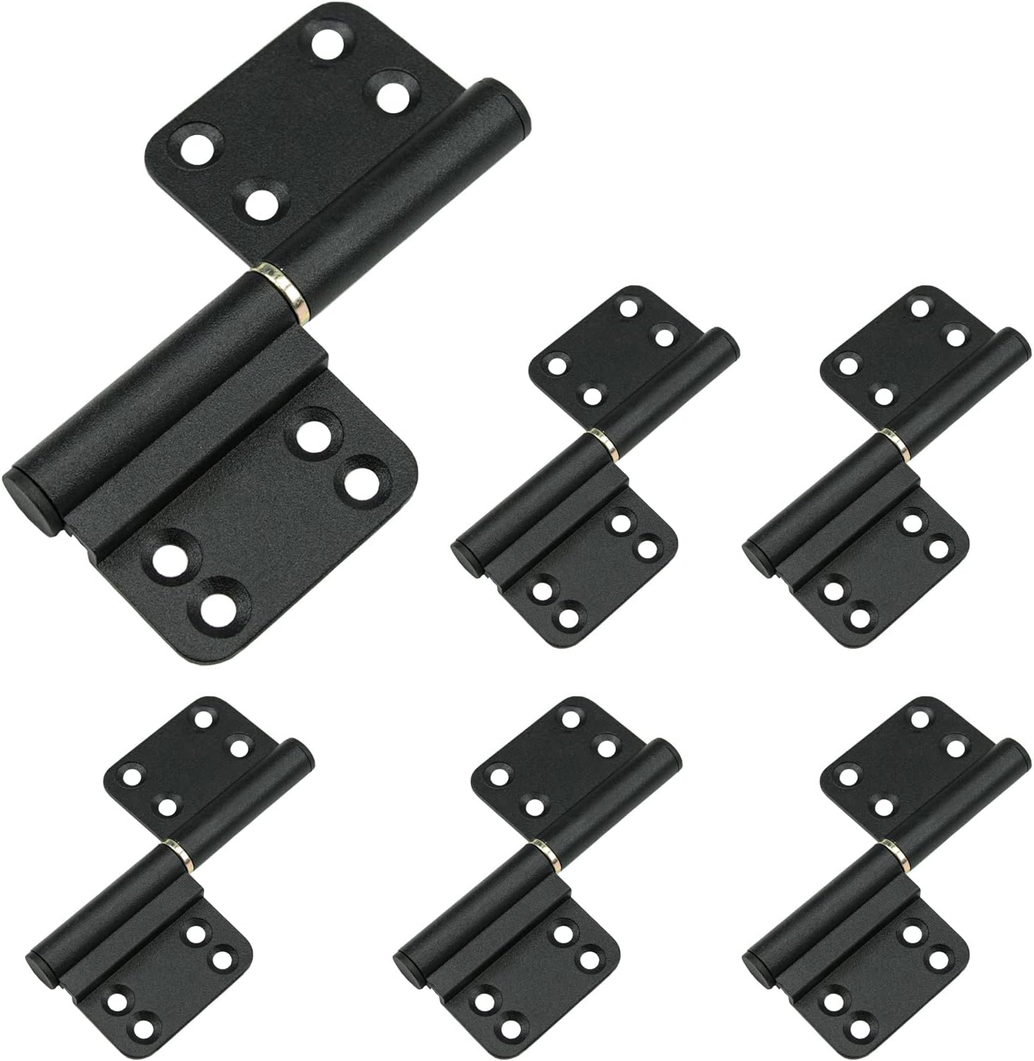 MOZCORN 3-3/4 Inches Black Offset Door Hinges Small Flag Lift Off Hinge Detachable (6 Pcs)