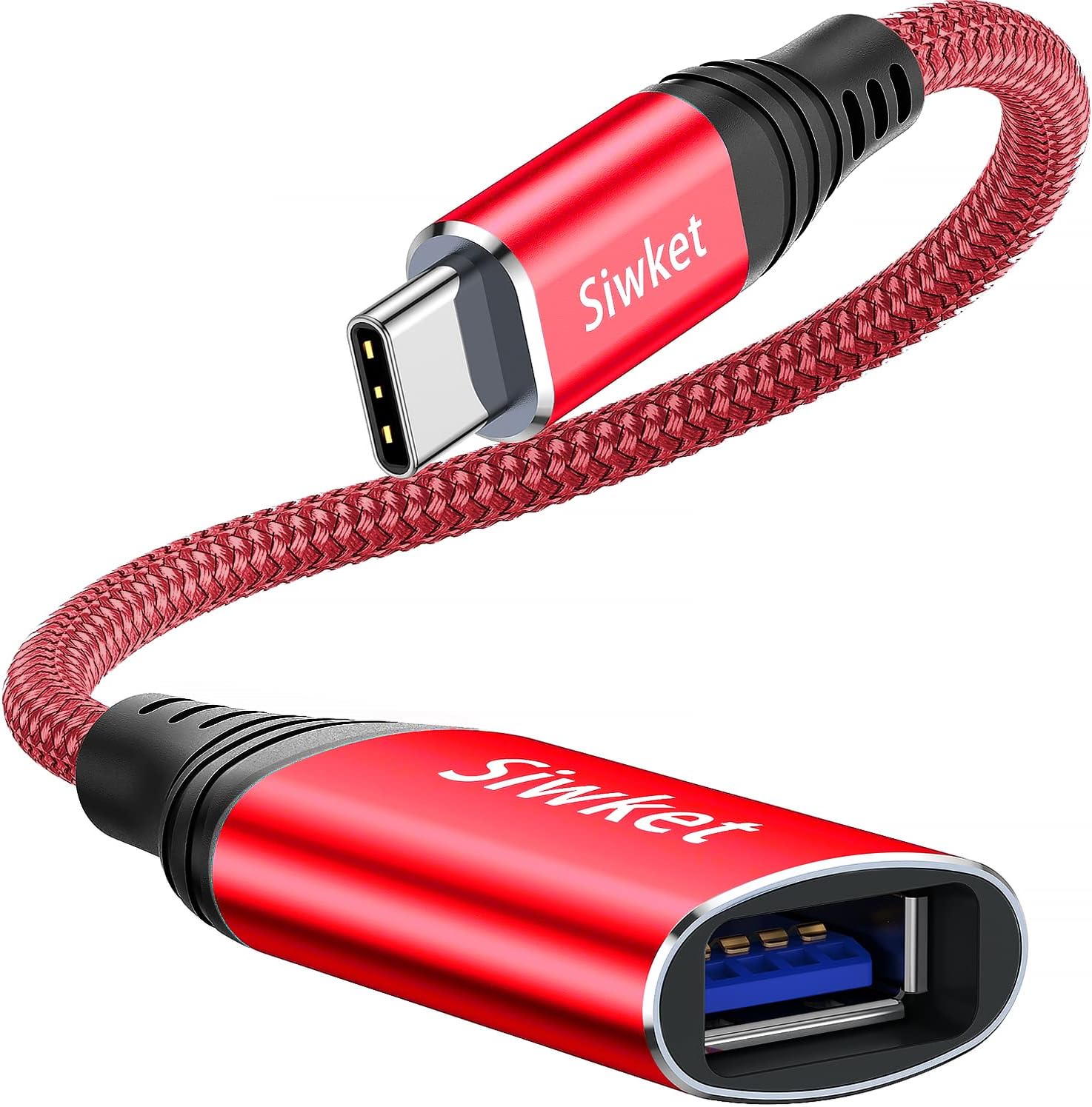 USB C to USB 3.1 Adapter,OTG Cable Type C Male to USB Female OTG Adaptor Compatible with MacBook Pro 2018,iPad Pro 2020, Samsung Galaxy S20 Note 10 S8 S9, Huawei P30,Google Pixel (Red)