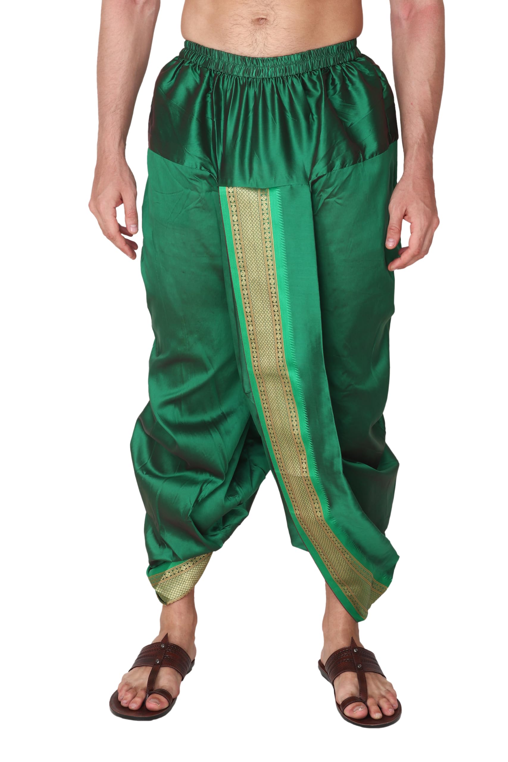 rameshwaram fabrics Men's Readymade Elastic Cotton Silk Dhoti for men, Free Size, Pre-Stitched, Ready-to-wear- Gents Dhoti, Matche with Kurta-picture-24