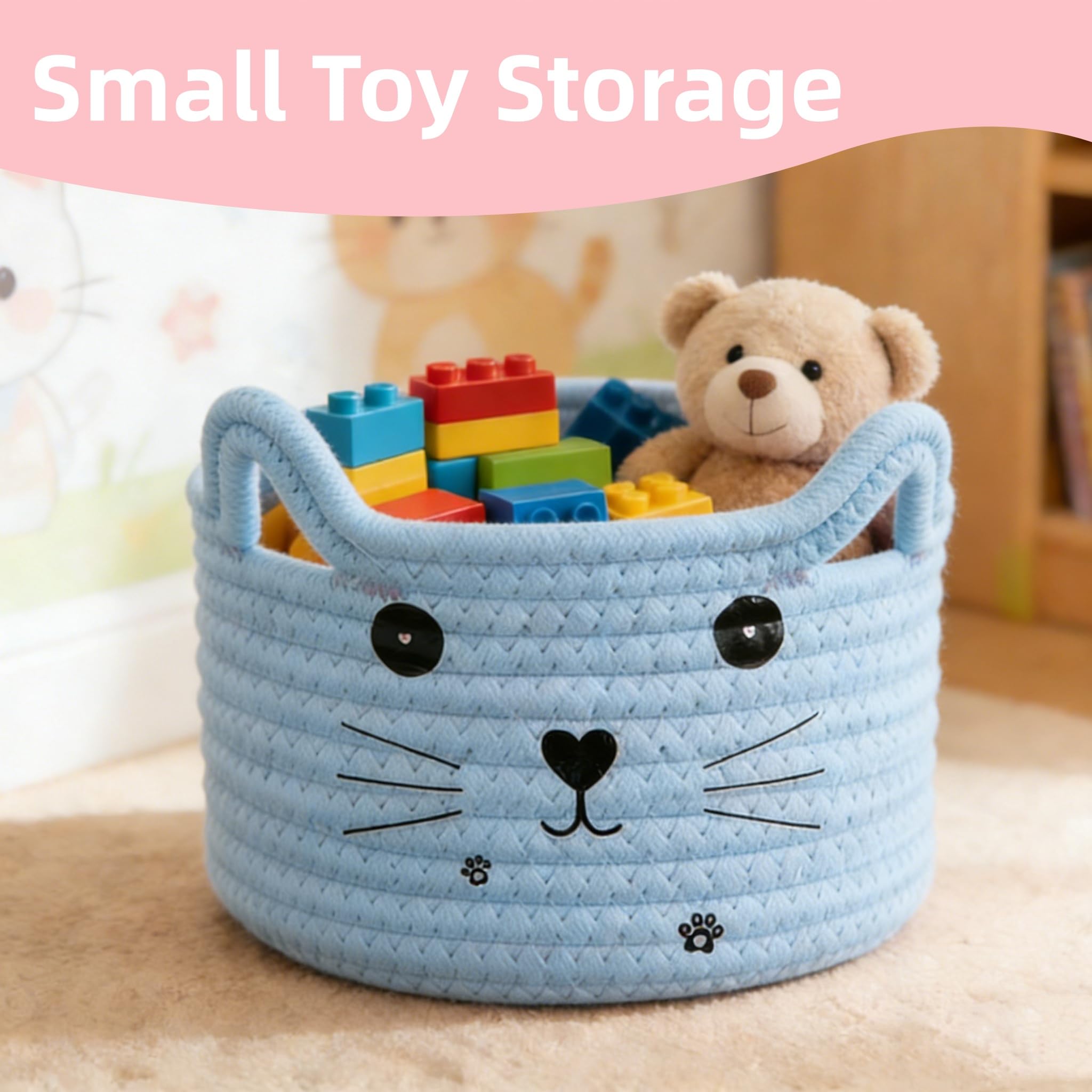 Cestini Portaoggetti Intrecciato in Corda di Cotone,Cesta Giochi Bambini,Cesta Porta Giochi,Cestini Portaoggetti Bambini,Cesto Portaoggetti Intrecciato,Cestino Portaoggetti per Cameretta Salotto