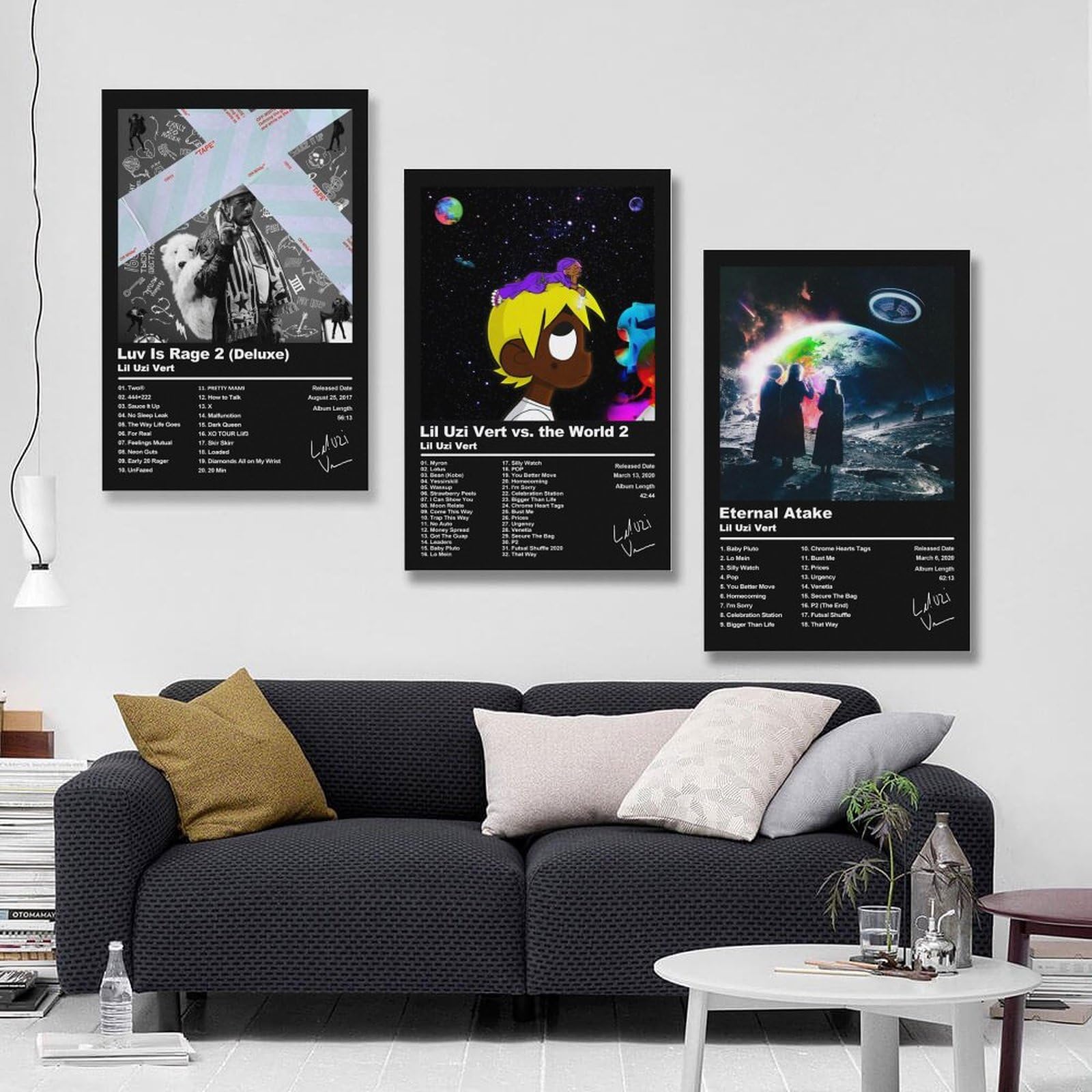 A Set Of 3 Lil Poster Uzi Vert Rapper Music Album Retro Cover