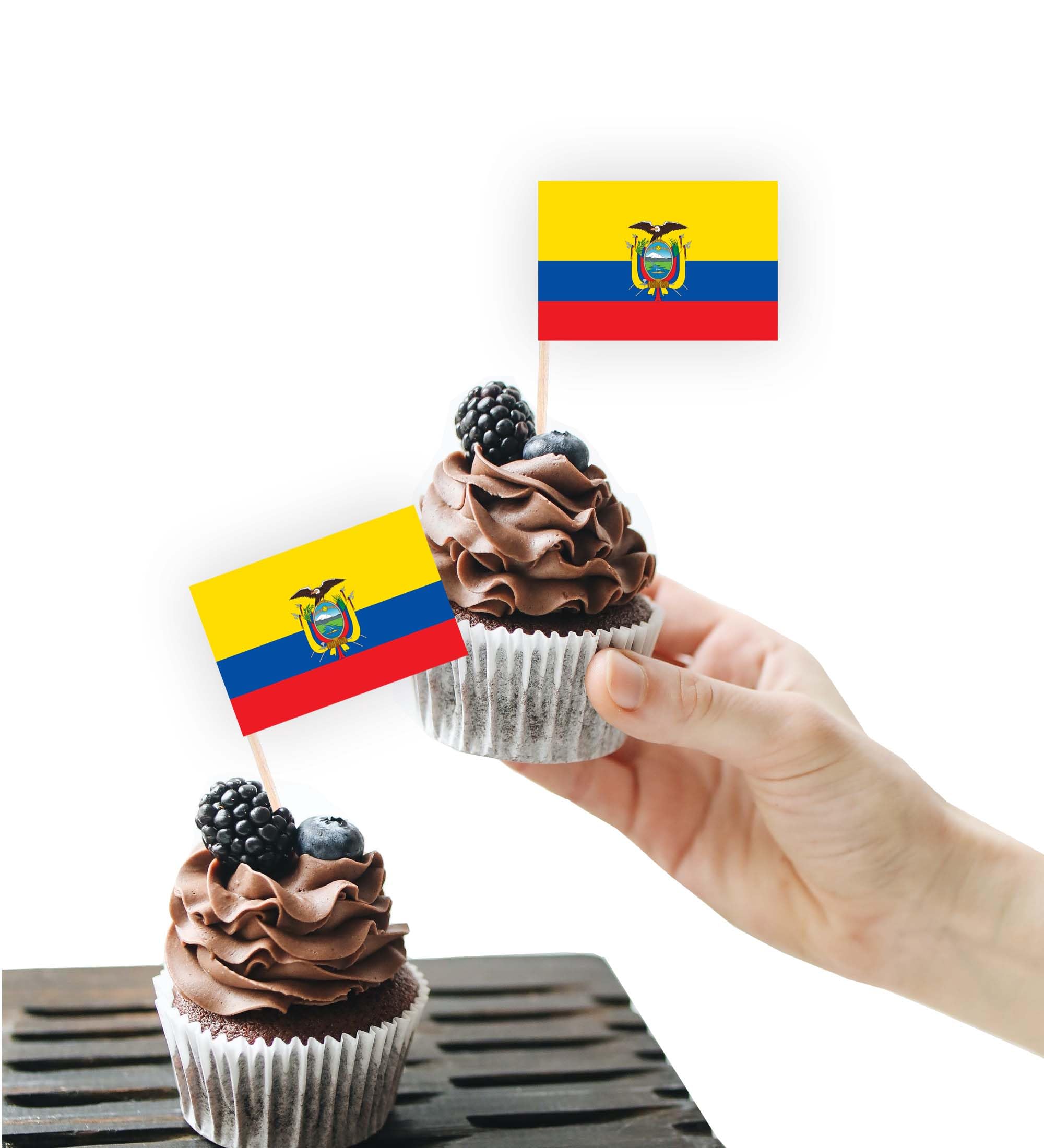 100PCS Ecuador Flag Cake Topper,Ecuadorian Cupcake Stand For Party Decoration Supplies — image 1