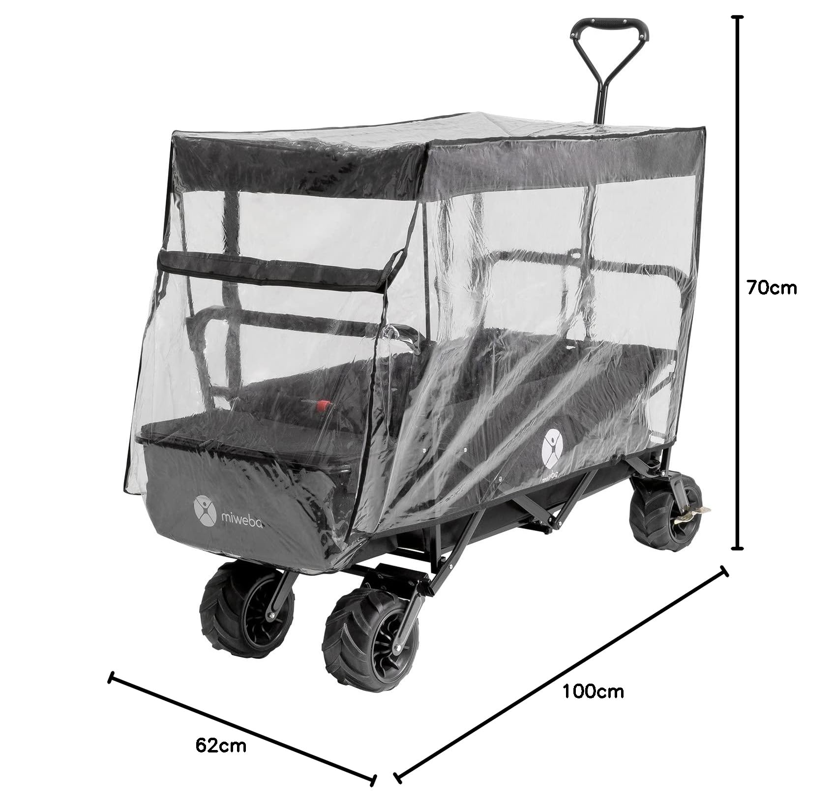Miweba Regenschutz für faltbaren Bollerwagen MB-10 MB-15 MB-20 100 Kg Traglast Dach Handwagen faltbar Transportwagen