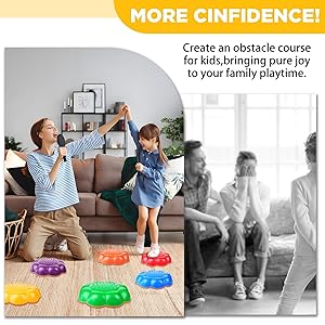 Stepping Stones for Kids, Toddler Stepping Stones Outdoor, Non-Slip Balance Step Stones, Obstacle Course, Promoting Sensory Coordination Skills, Indoor & Garden Toys, Gifts for Children Aged 3+