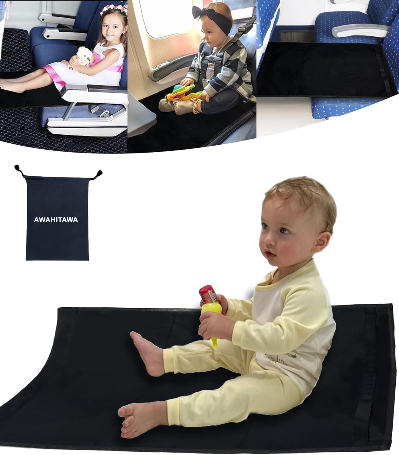 AWAHITAWA Toddler Travel Bed, Airplane Travel Essentials Kids, Portable