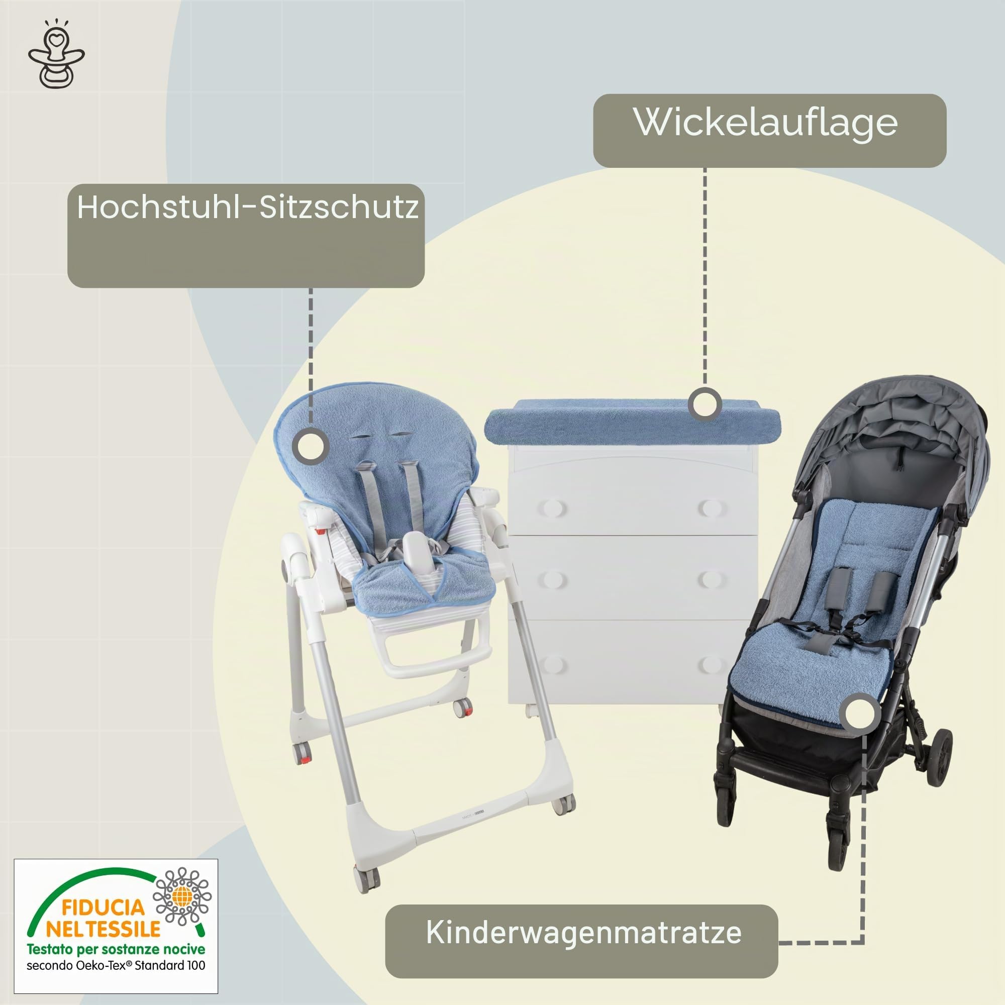 babysanity Bezug Abdeckung Sitzfläche Universal für Kinderwagen in Micro Faser Farbe Grau
