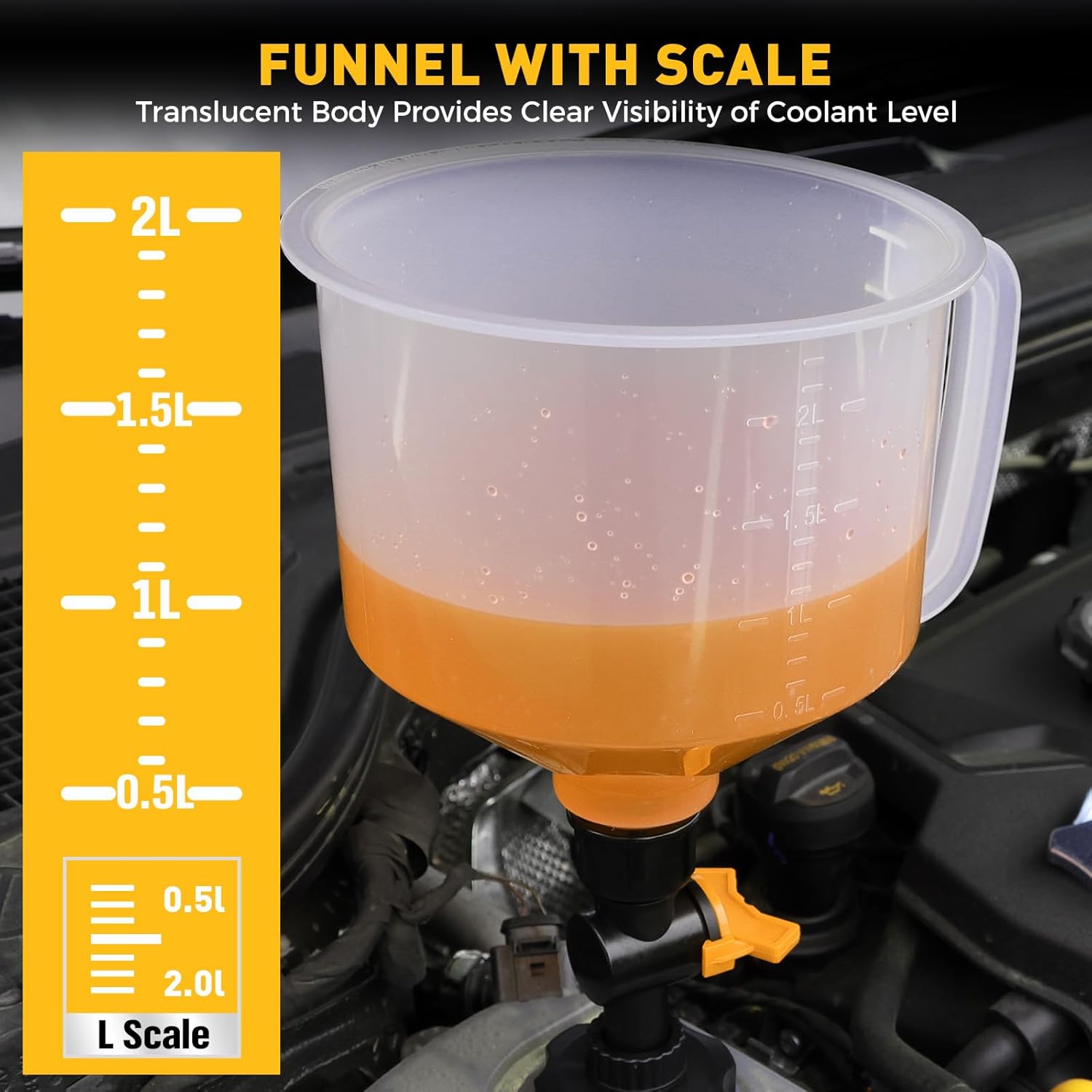20-Piece No-Spill Coolant Funnel Kit, Cooling System Funnels Kits, Spill Proof Funnel Bleeder, Radiator Funnels Kit with Adapters, Extensions, Flexible Hose, Circular-Funnel, Towel for Automotive Use