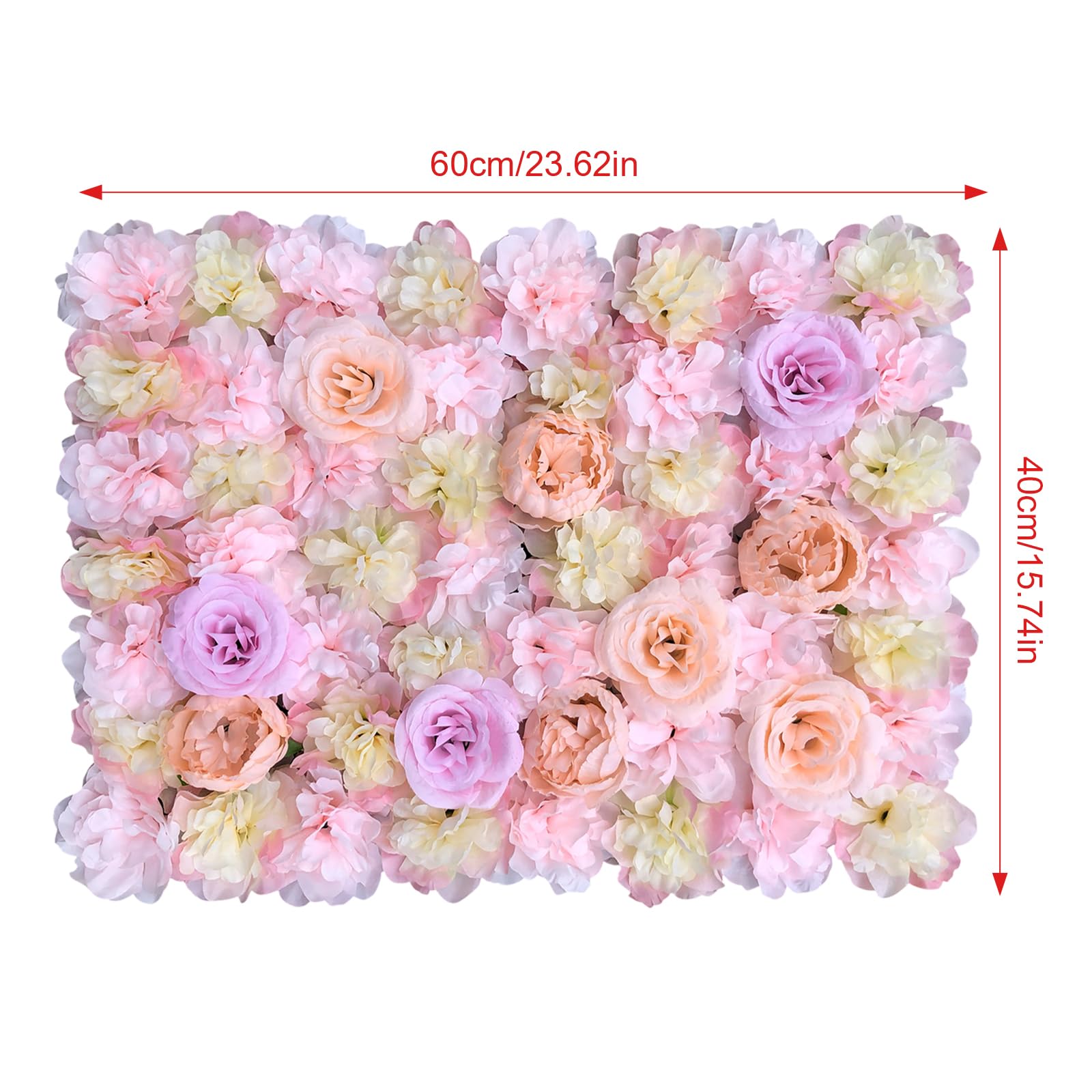 Paneles de pared de flores artificiales, protección visual, valla para balcón, puerta de jardín, decoración de pared, decoración romántica para cualquier ocasión, 60 × 40 cm para jardines