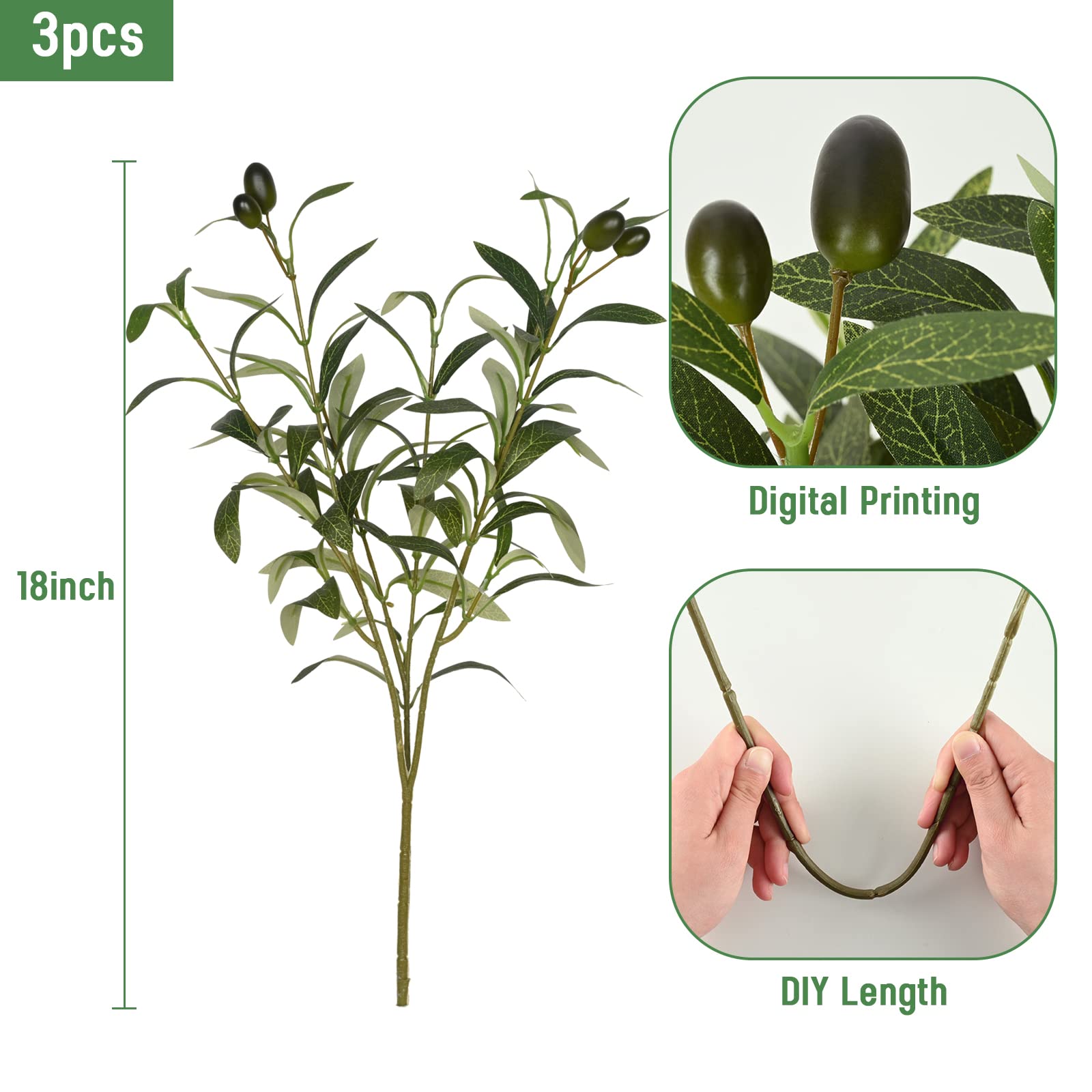 Waipfaru Faux Olive Branches for Vases Olive Tree Branches with Lifelike Olives - Image 2