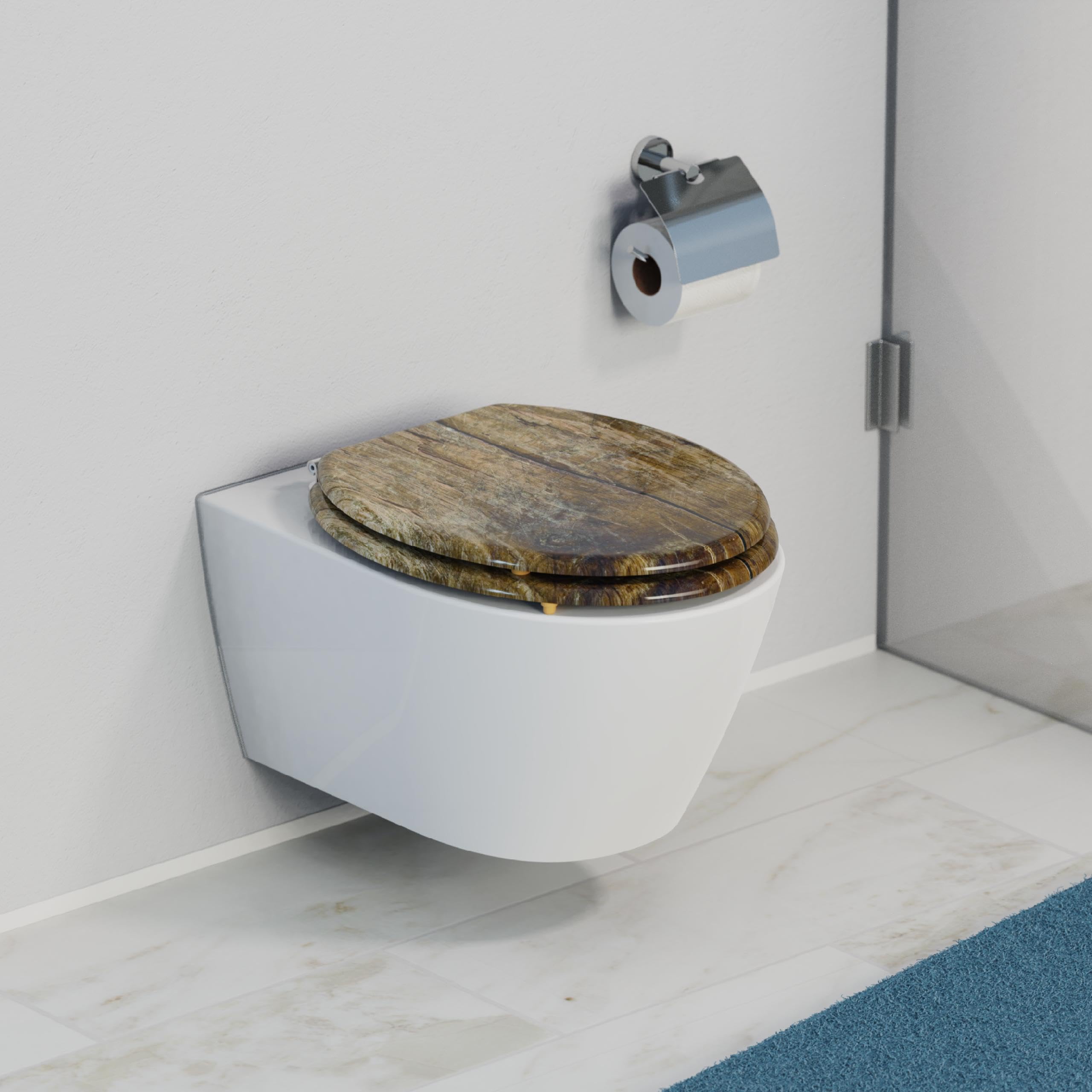 Schütte Sedile Anima Solid Wood, Adatto per Molti Commercio, Carico Massimo degli occhialini per WC, 150 kg, Motivo Effetto Occhiali e coperchi, 80024, Legno Massiccio