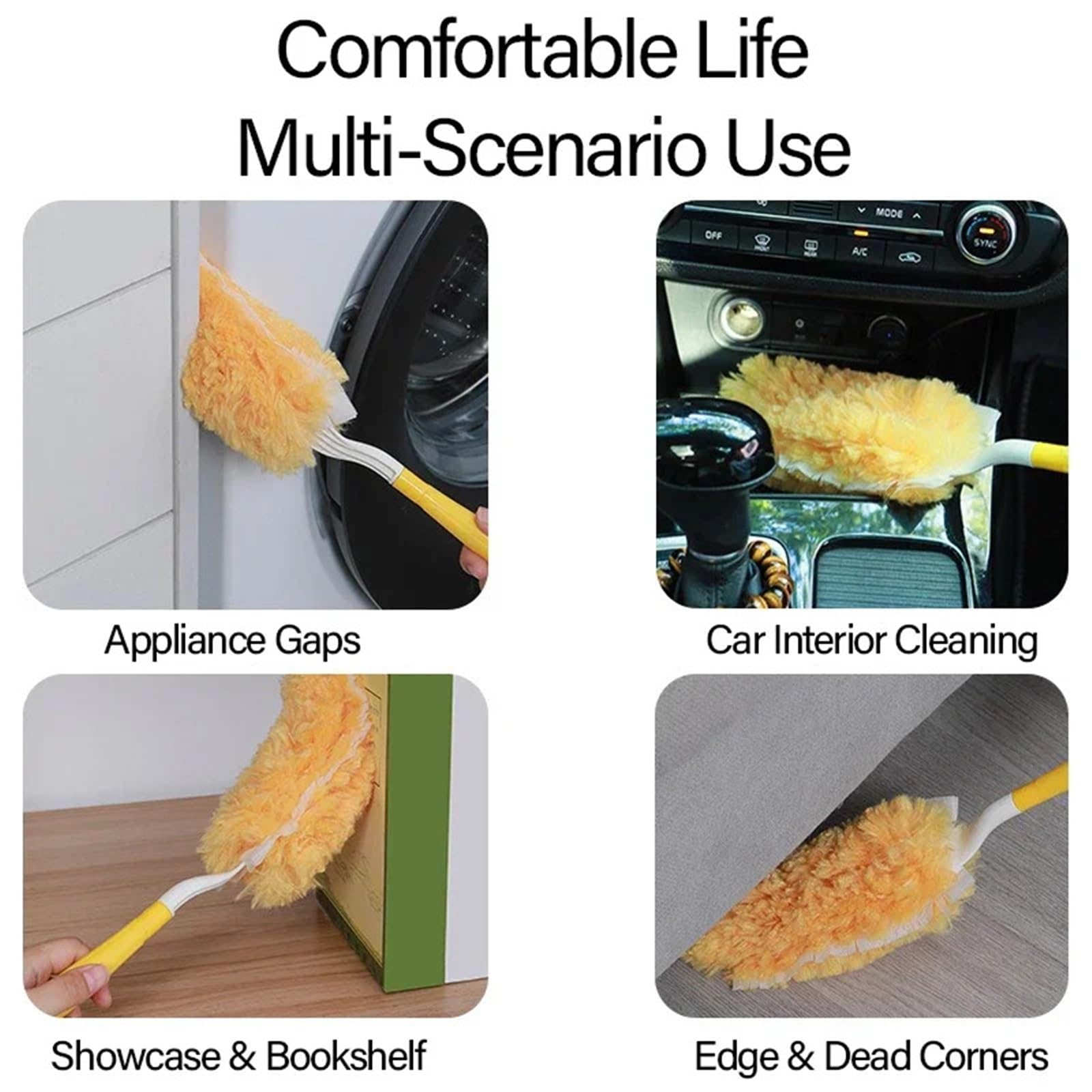 Plumero con Cepillo electrostático de Doble Cara for recargas Polvo Limpieza telaraña múltiples escenarios para Limpiar El Polvo(1 Handle 30PCS)