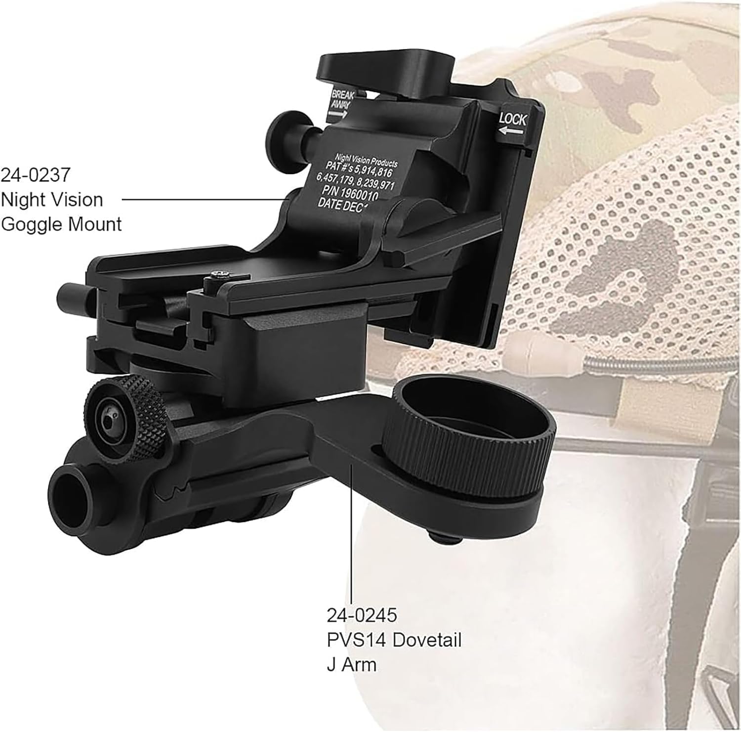 YSS NVG Mount for Helmet Base Adapter G24 Mount Fit for PVS18/PVS31 Night Vision Binoculars/Monoculars with J Rrm Night Vision Mount Kit Compatible with PVS 14