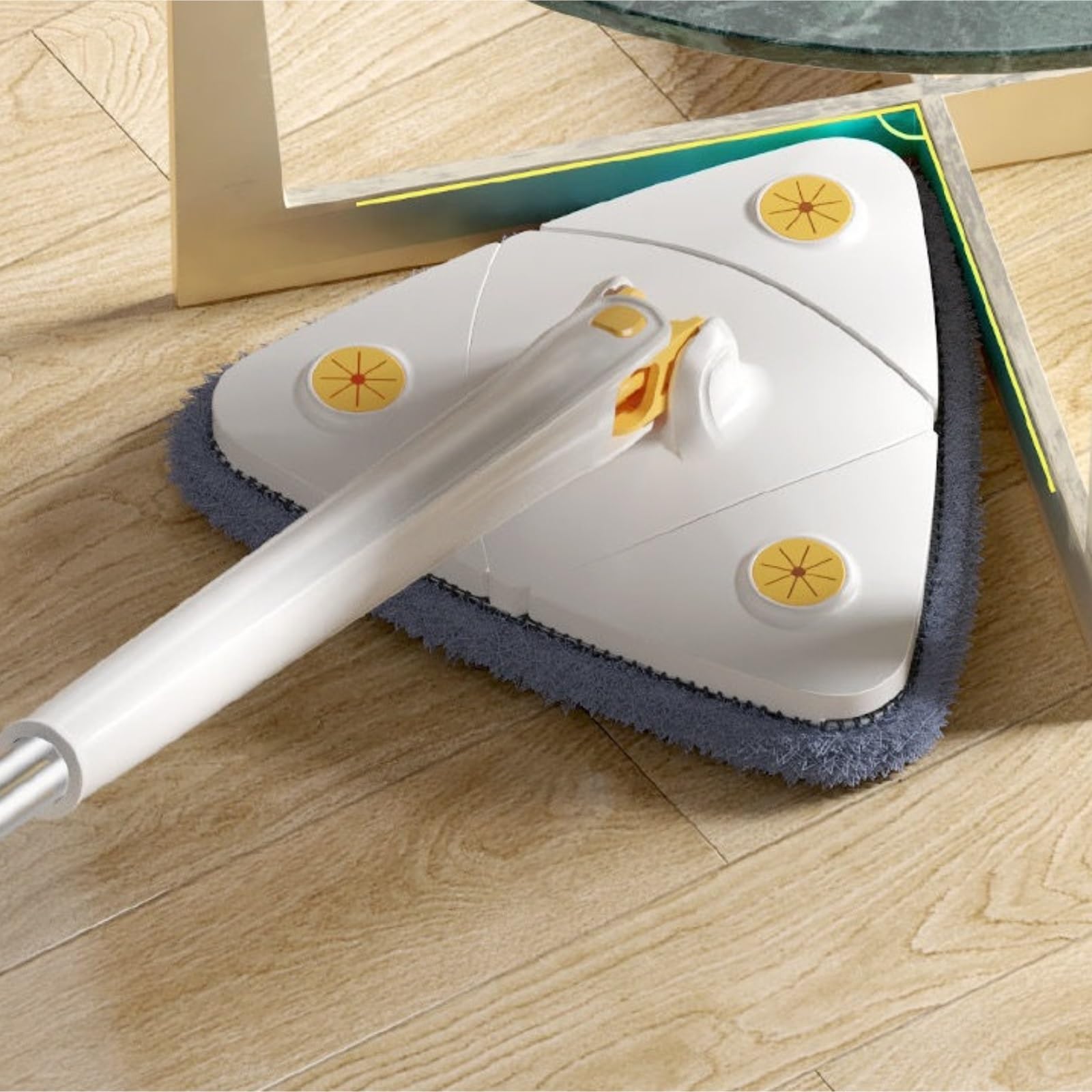 Mop Podłogowy Mop Trójkątny Może Rozciągać Się O 360 Stopni, Obrotowy Mop Obrotowy, Superchłonna Ściereczka Czyszcząca Mop do Czyszczenia(White)