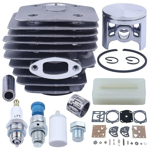 Mtanlo Cylinder Piston Carb Repair Kt For Husqvarna 254 154 XP 254XP Chainsaw Part 45mm , Cylinder Piston Kit, Spark Plug, Decompression Valve, Fuel Filter, Bumper Stripe, Needle Bearing