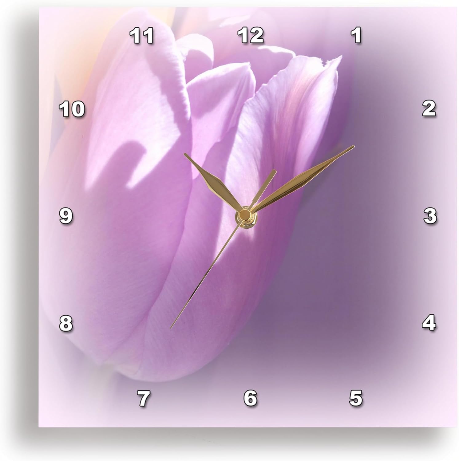 3dRose DPP_33778_1 Subtle Pink Tulip-Flowers-Easter-Wall Clock, 10 by 10-Inch