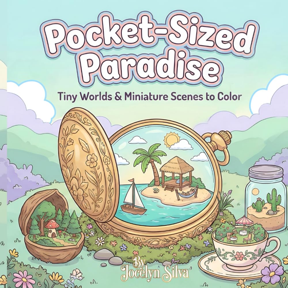 Pocket-Sized Paradise: Tiny Worlds to Color: 50+ Unique Miniature Scenes to Color: Tiny Worlds for Stress Relief and Mindful Relaxation