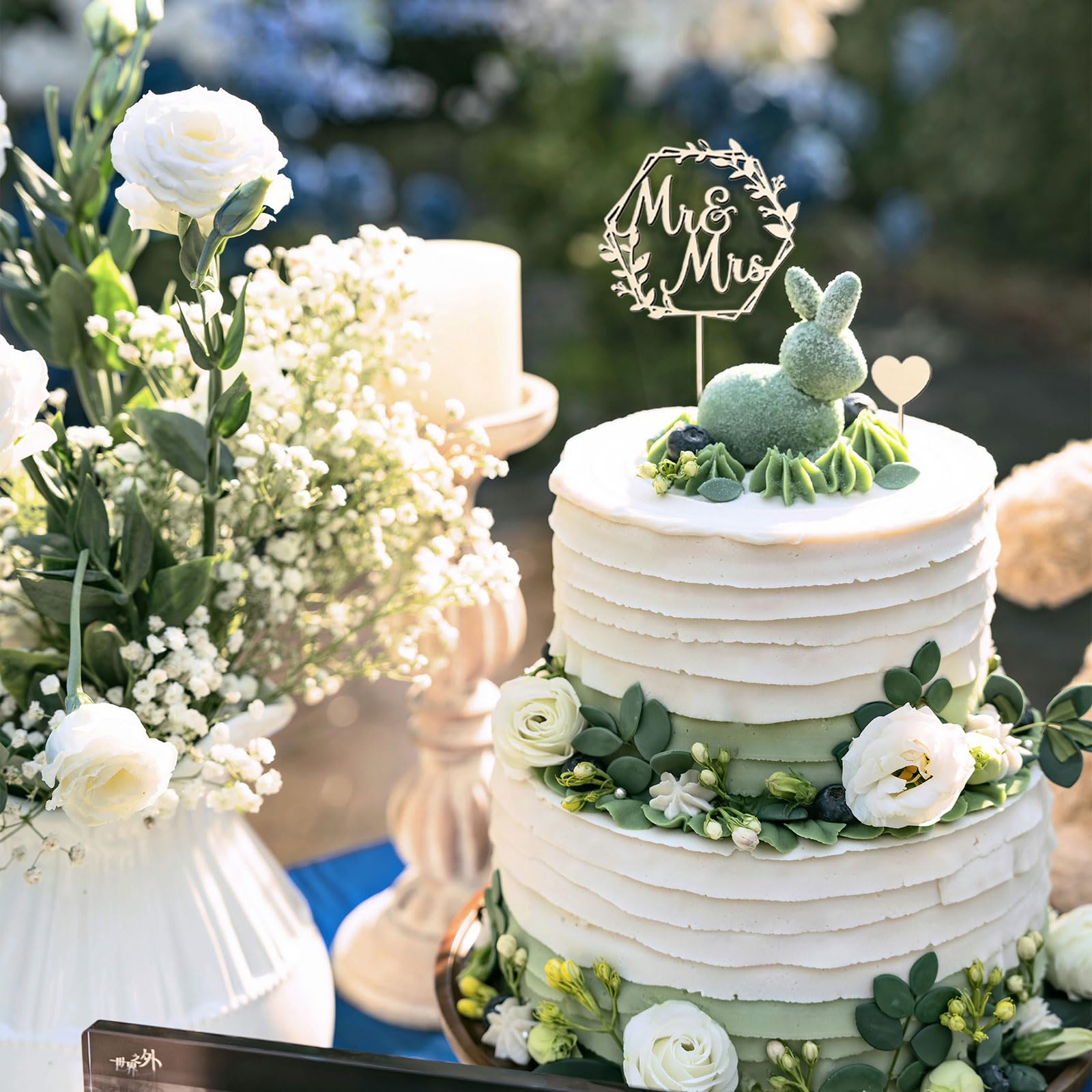 Mr & Mrs Tortenaufsteller Aus Holz - Elegante Hochzeits-Cake-Topper Für Torte & Kuchendekoration
