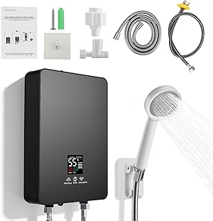 Mini Durchlauferhitzer 230V 6000W, Elektrischer Kompakt Durchlauferhitzer Untertisch & LED-Touchscreen, Elektronische Temperaturregelung 30-55°C, für Küche Dusche Bad Wohnmobil